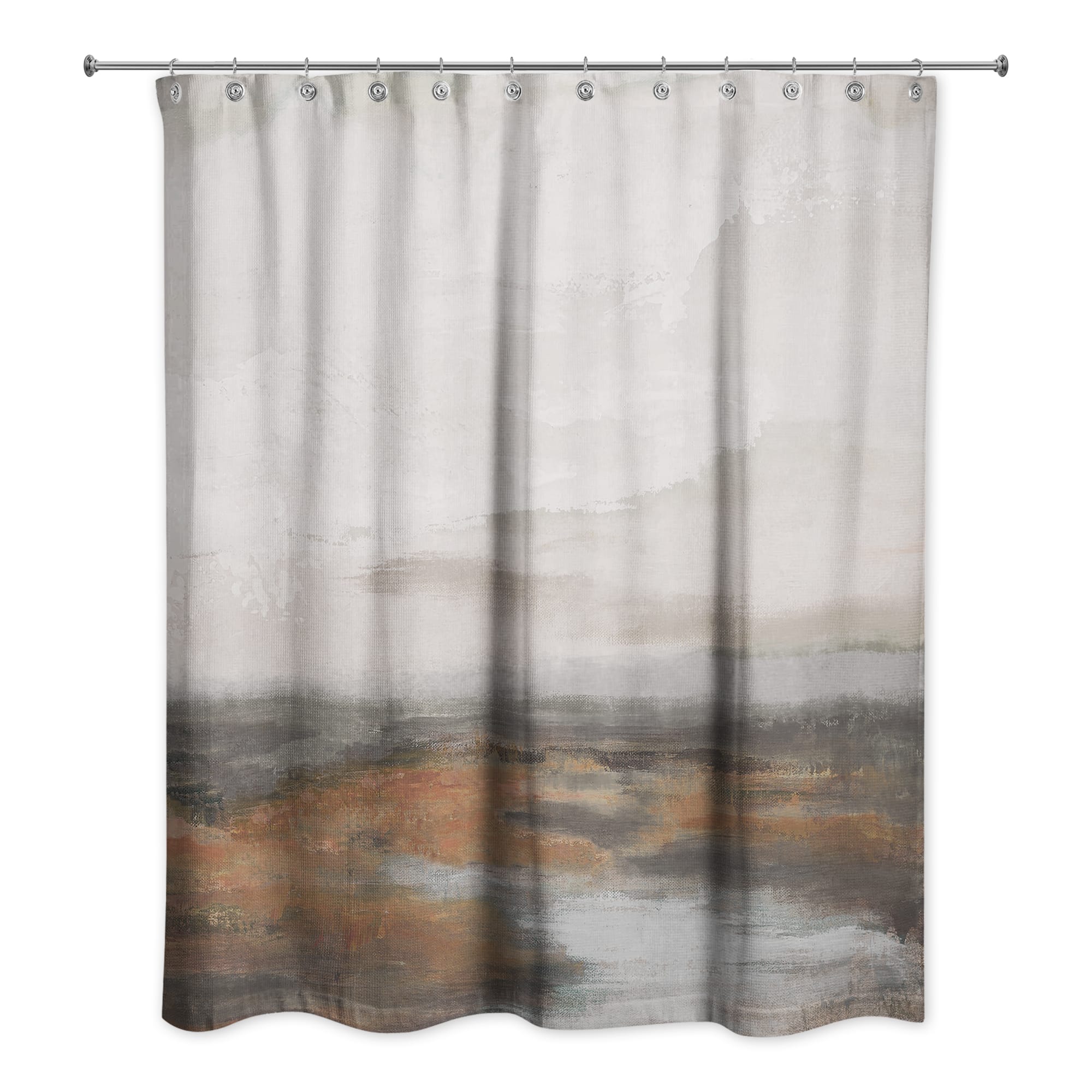 Moody Rust Abstract Riverscape 71" x 74" Shower Curtain