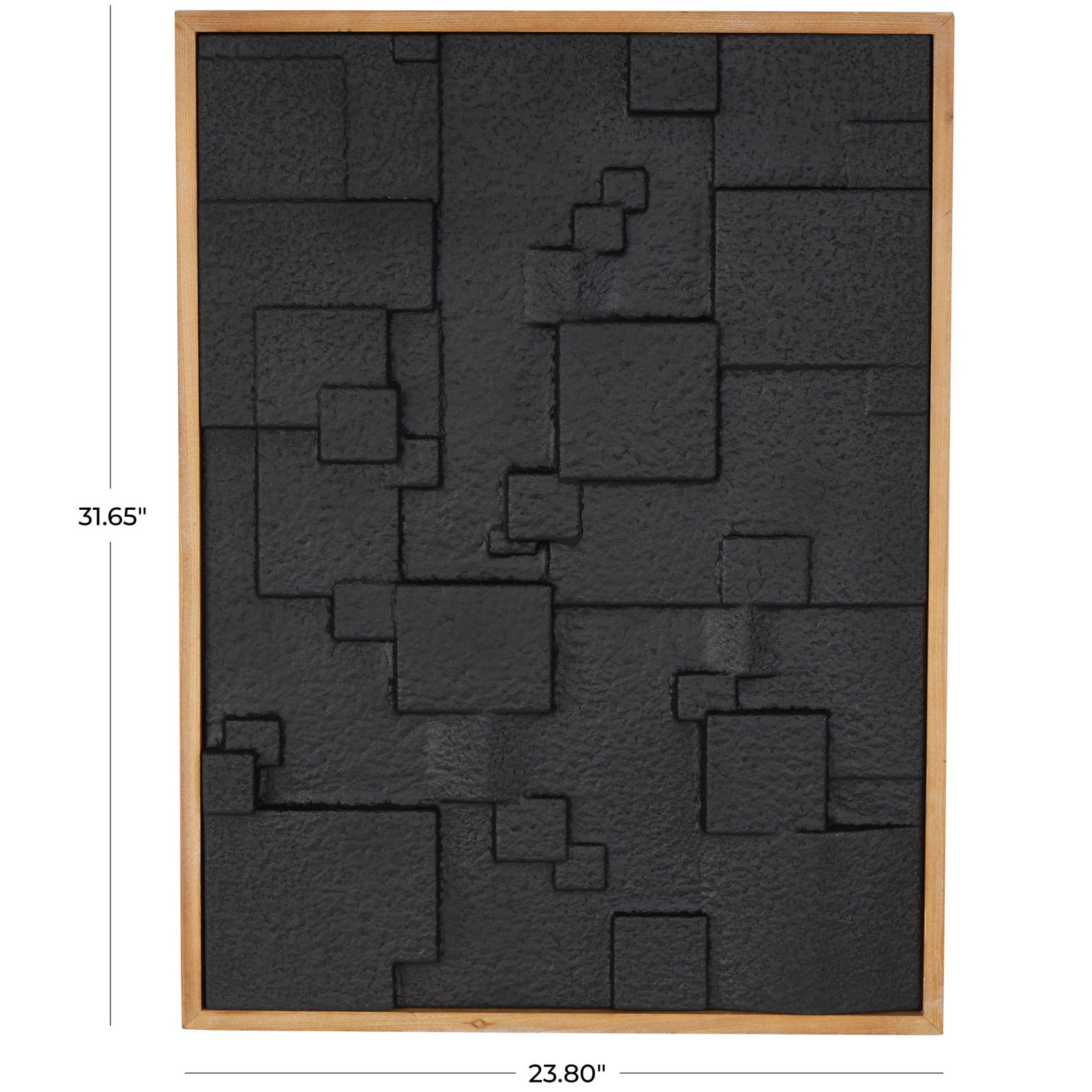 31.5" Black Wood Geometric Dimensional Textured Shapes Home Wall Décor