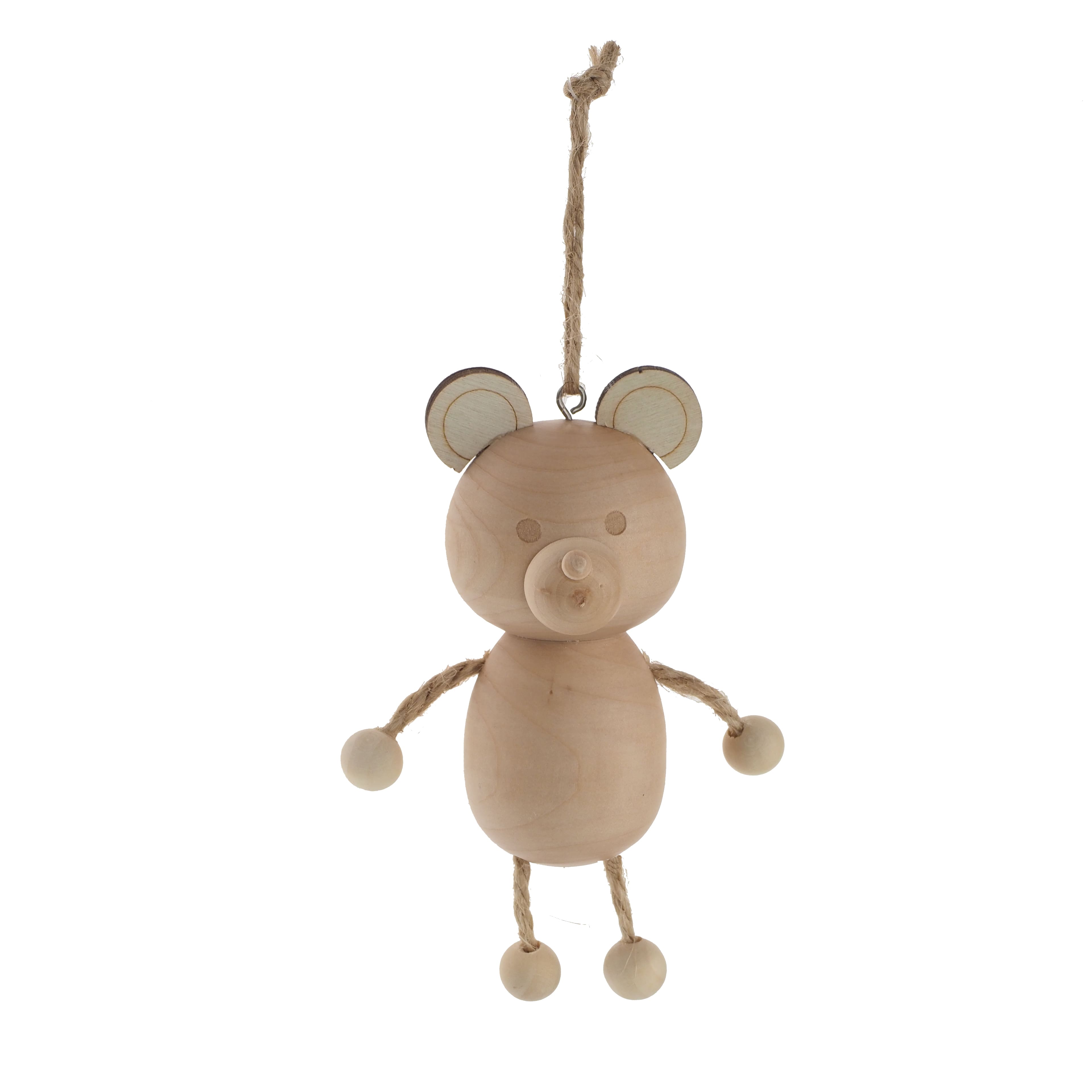 4.75" DIY Wood Bear Wiggle Figure Ornament by Make Market®