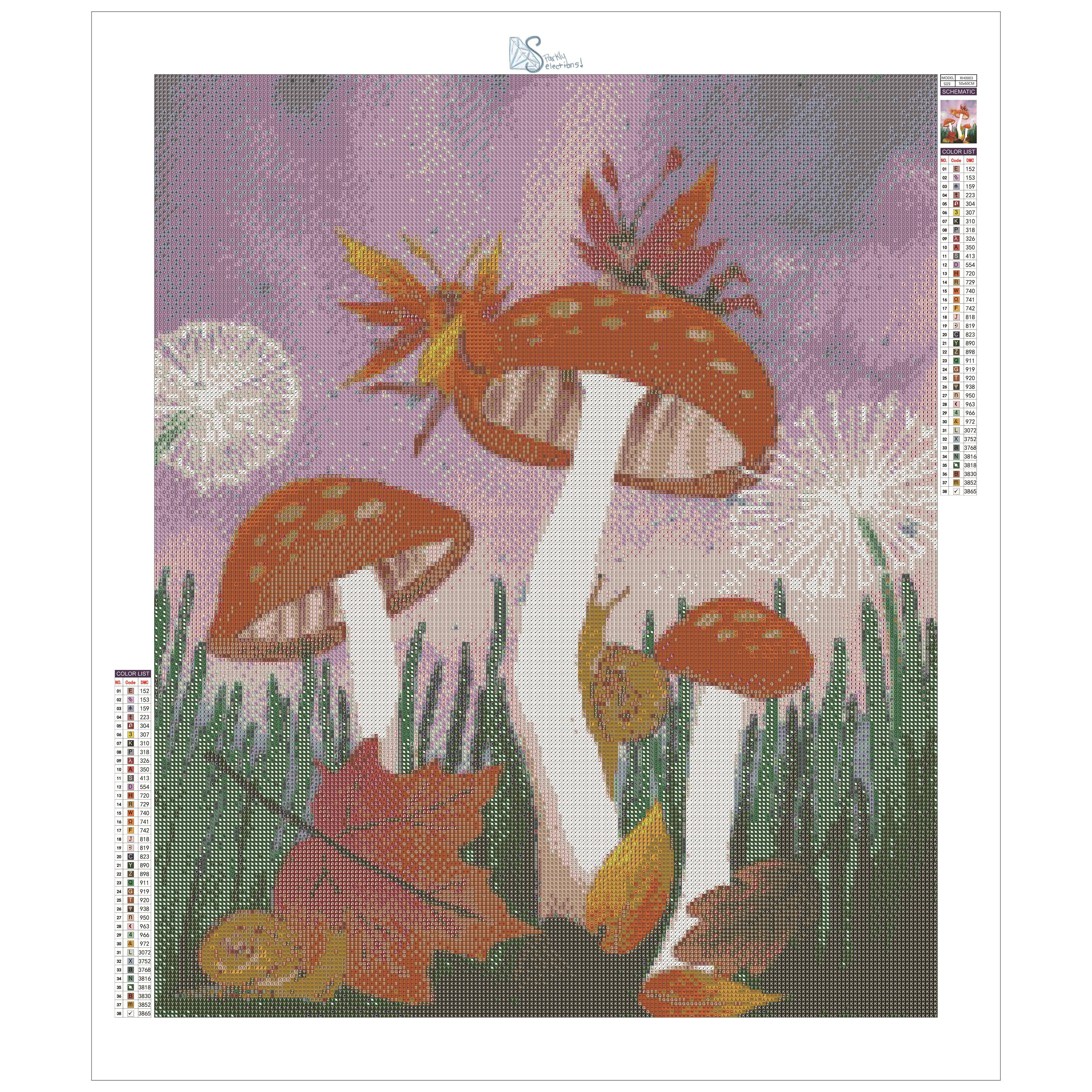 Sparkly Selections Mushrooms and Fairy - Local Utah Artist Rachel H. Diamond Painting Kit, Square Diamonds