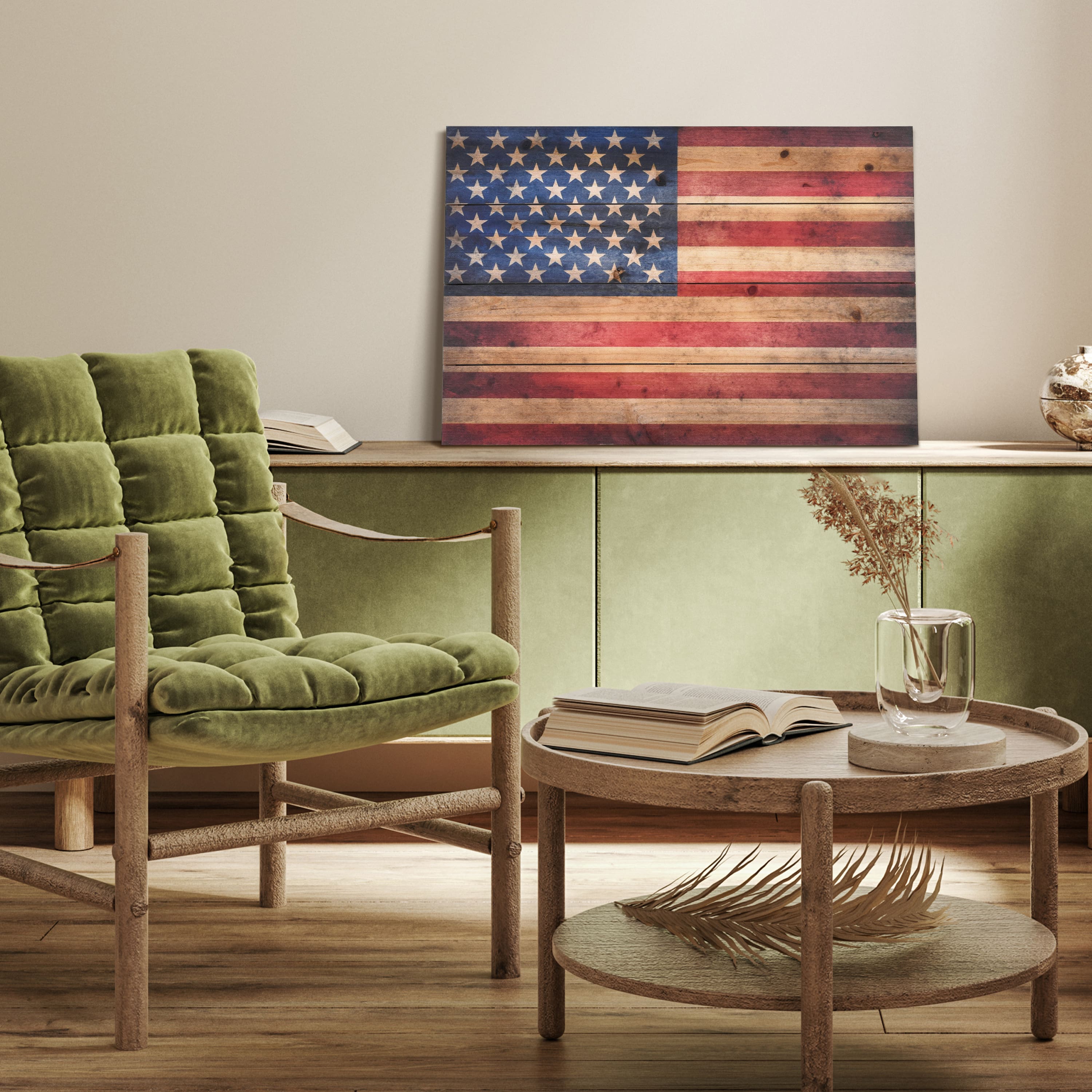 Empire Art Direct Arte de Legno American Dream Fir Wood Planks Wall Art