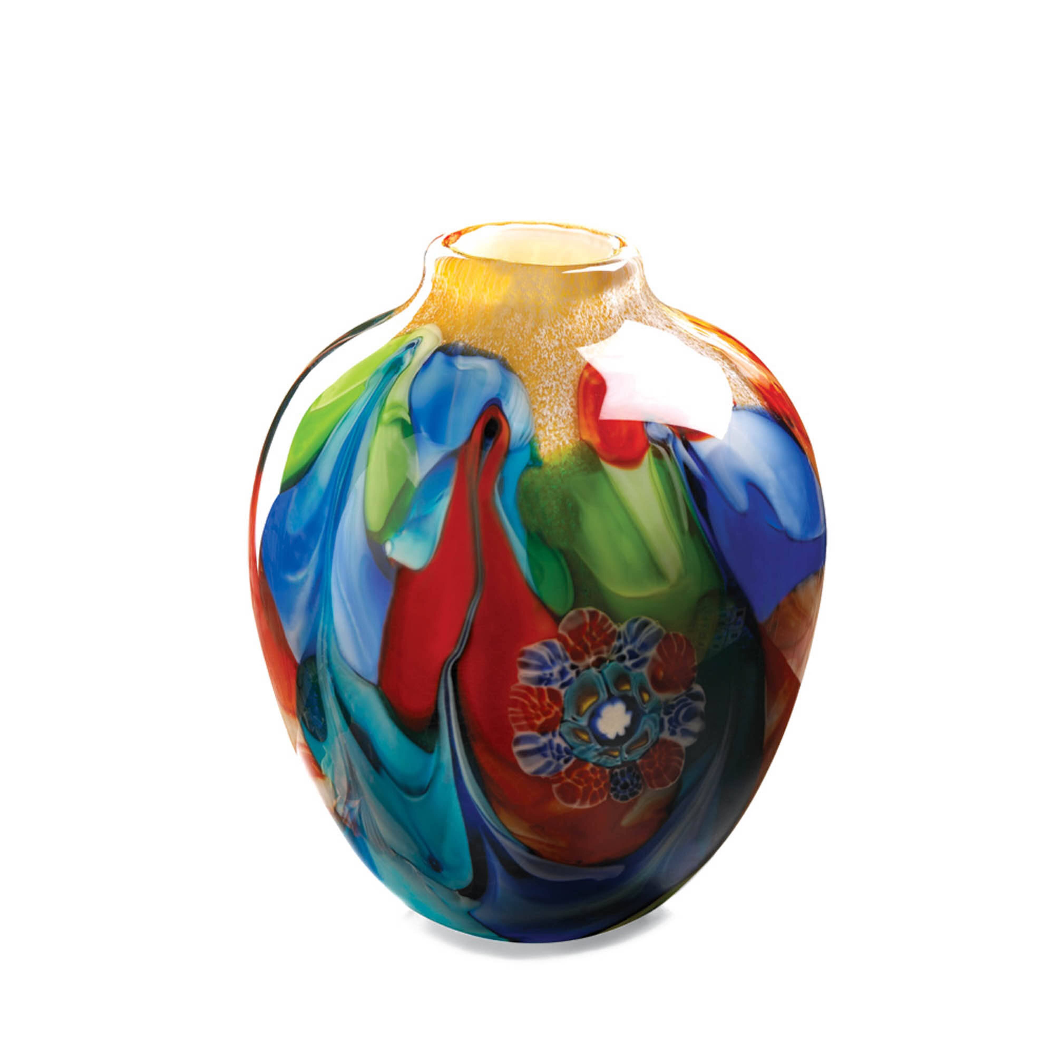 9" Floral Fantasia Art Glass Vase