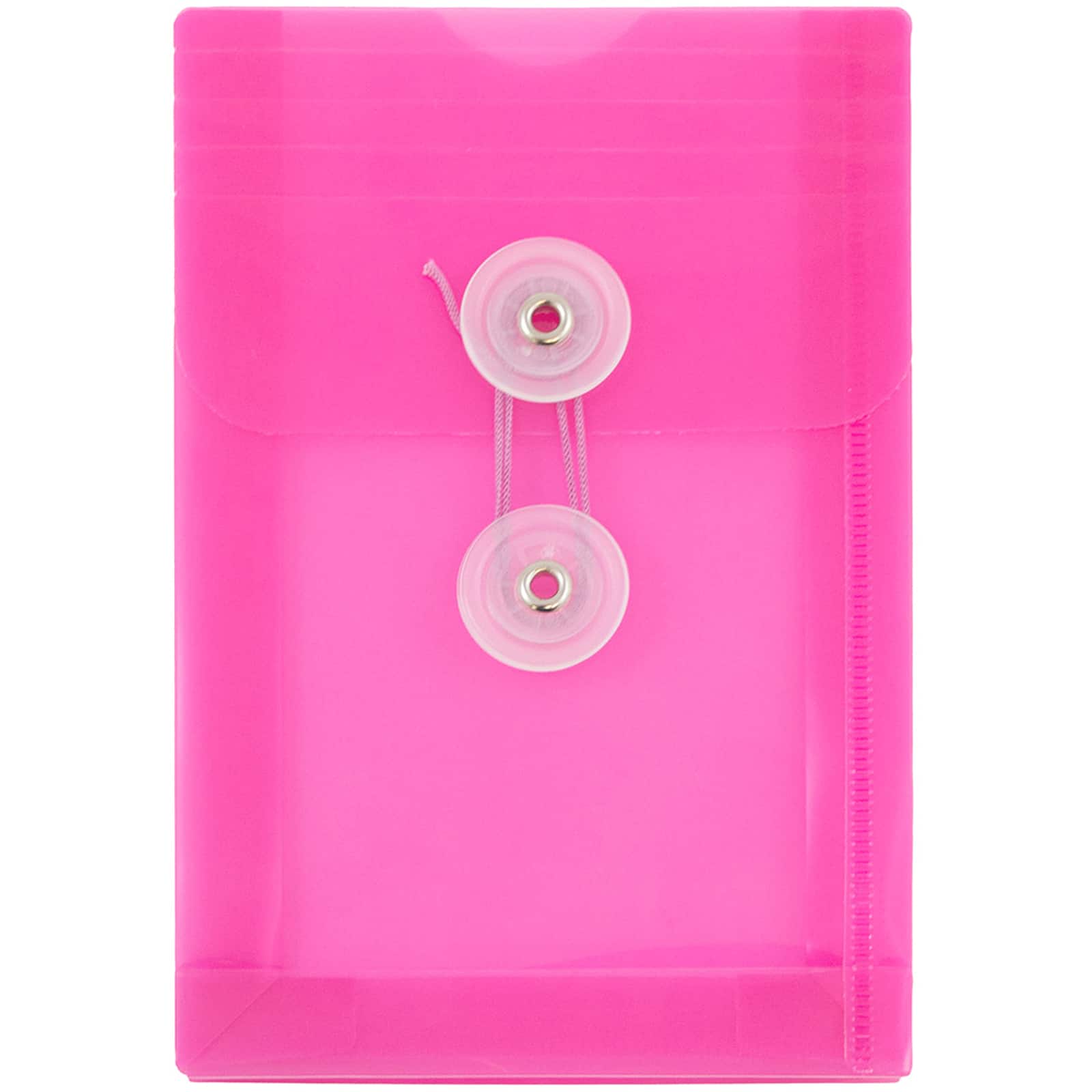 JAM Paper 4.25" x 6.25" Open End Plastic Envelopes with Button and String Closure, 24ct.