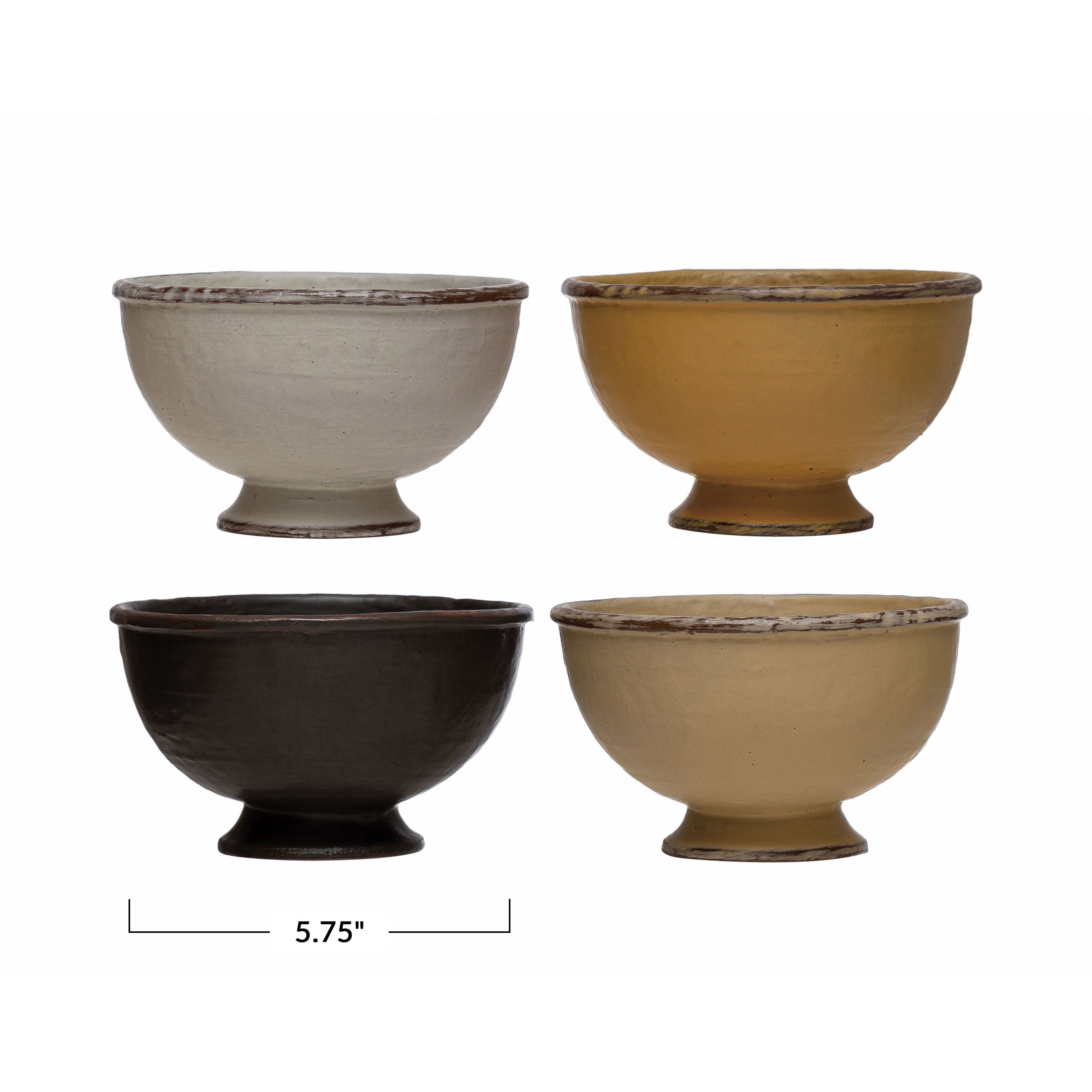 Hello Honey® 6" Reactive Glaze Stoneware Footed Bowl Set