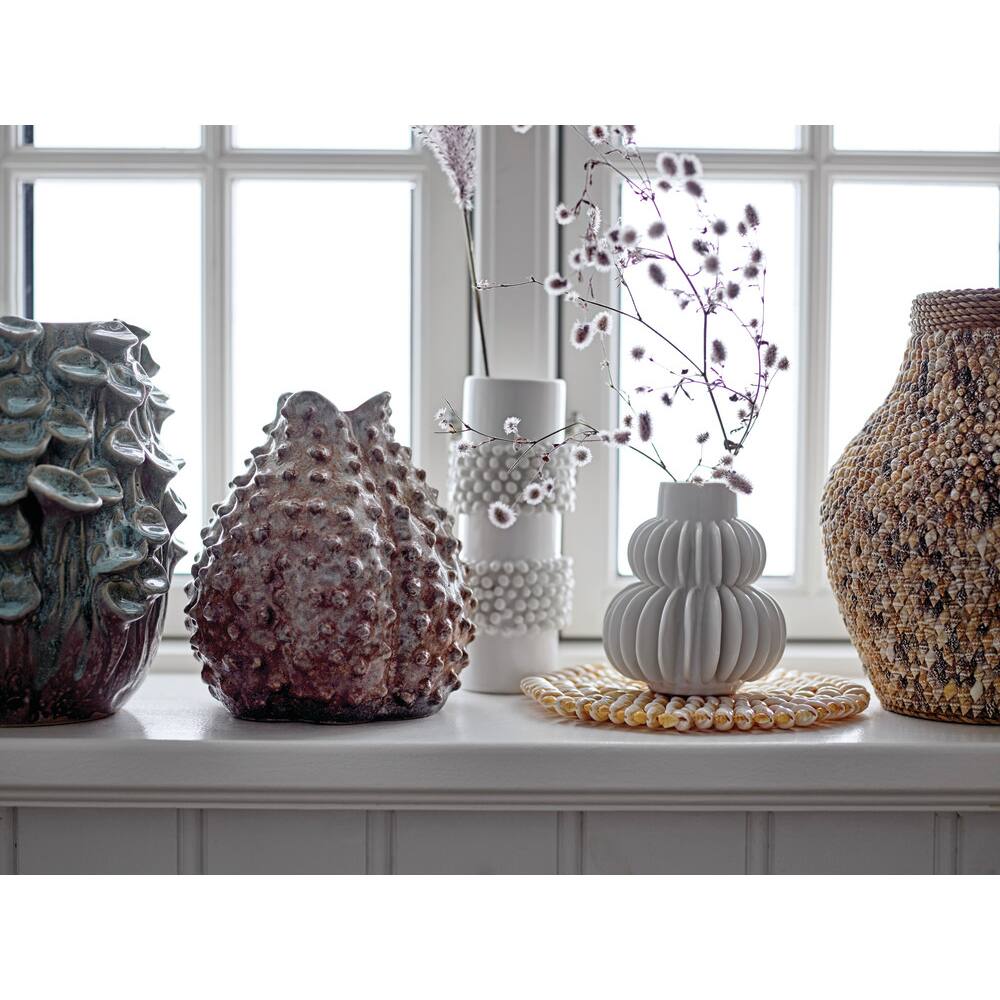 Hello Honey® 5" Handmade Stoneware Vase With Half Circle Pleated Design