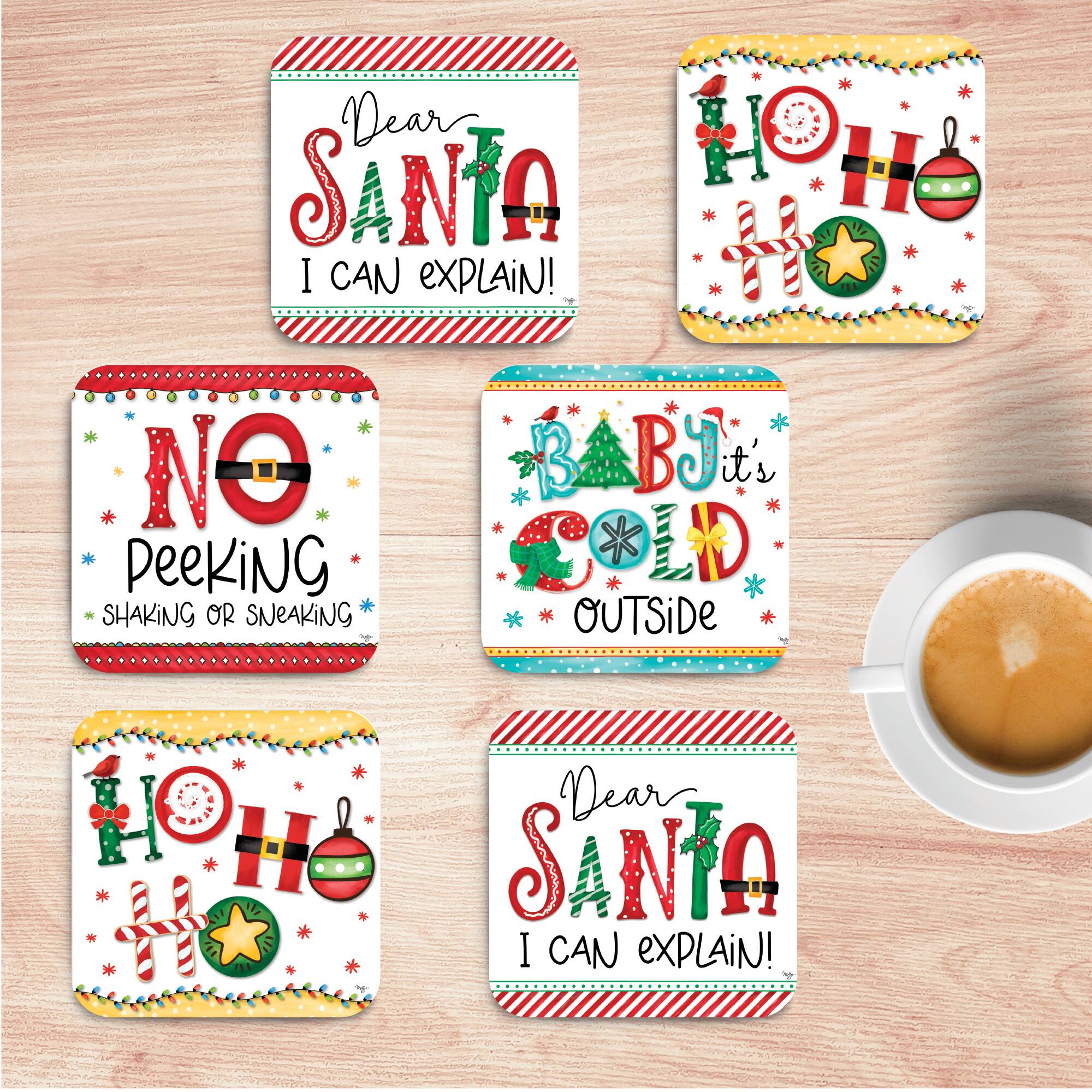 Courtside Market® Dear Santa 4" x 4" Square Ceramic Coasters Set