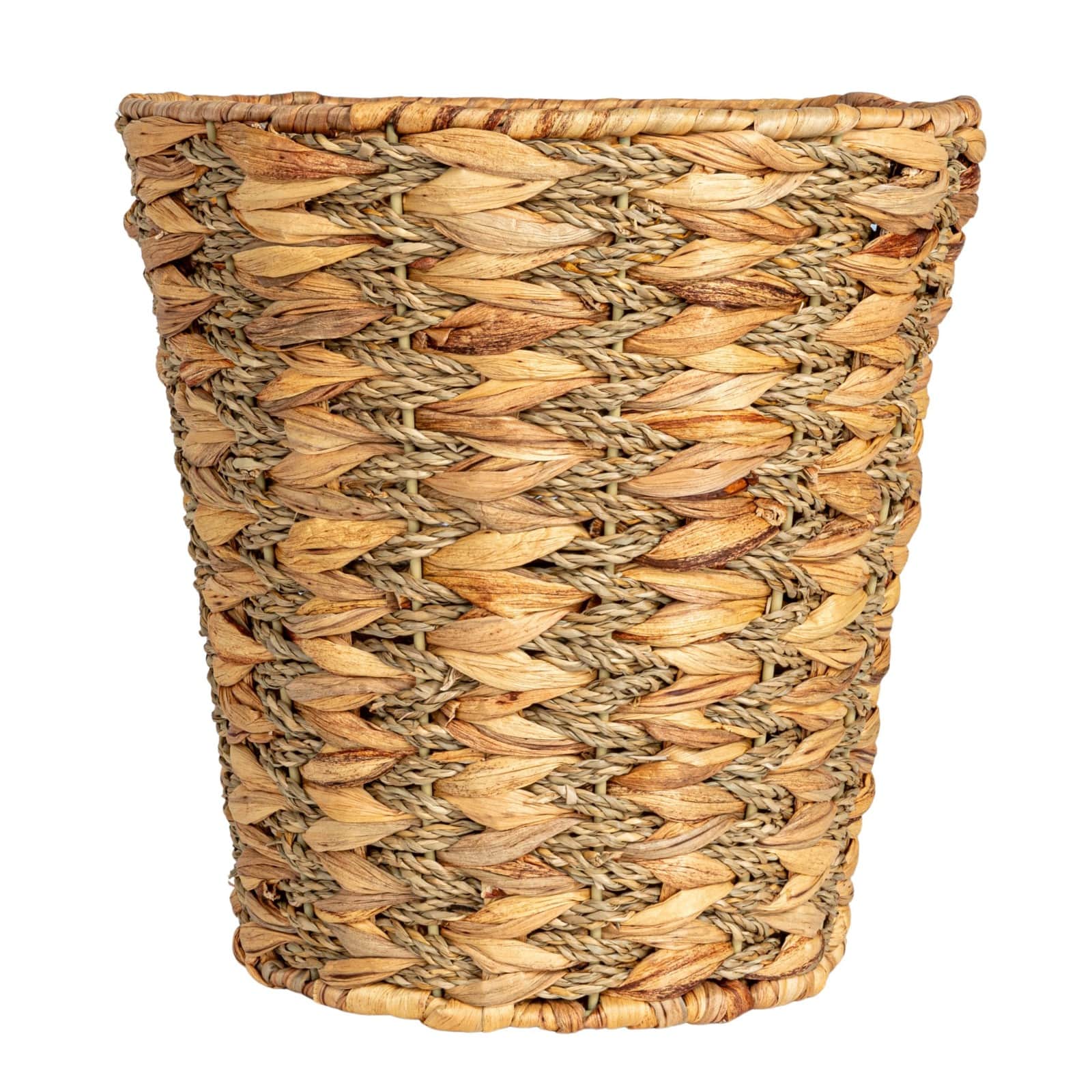 Household Essentials 11" Round Water Hyacinth & Seagrass Waste Basket