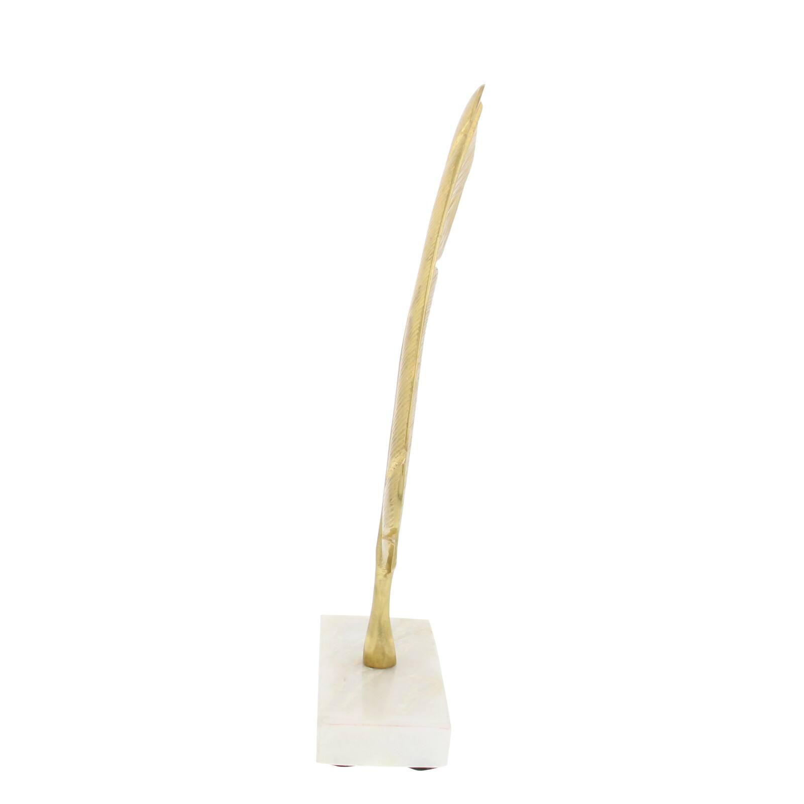 CosmoLiving by Cosmopolitan 12" Gold Aluminum Feather Sculpture
