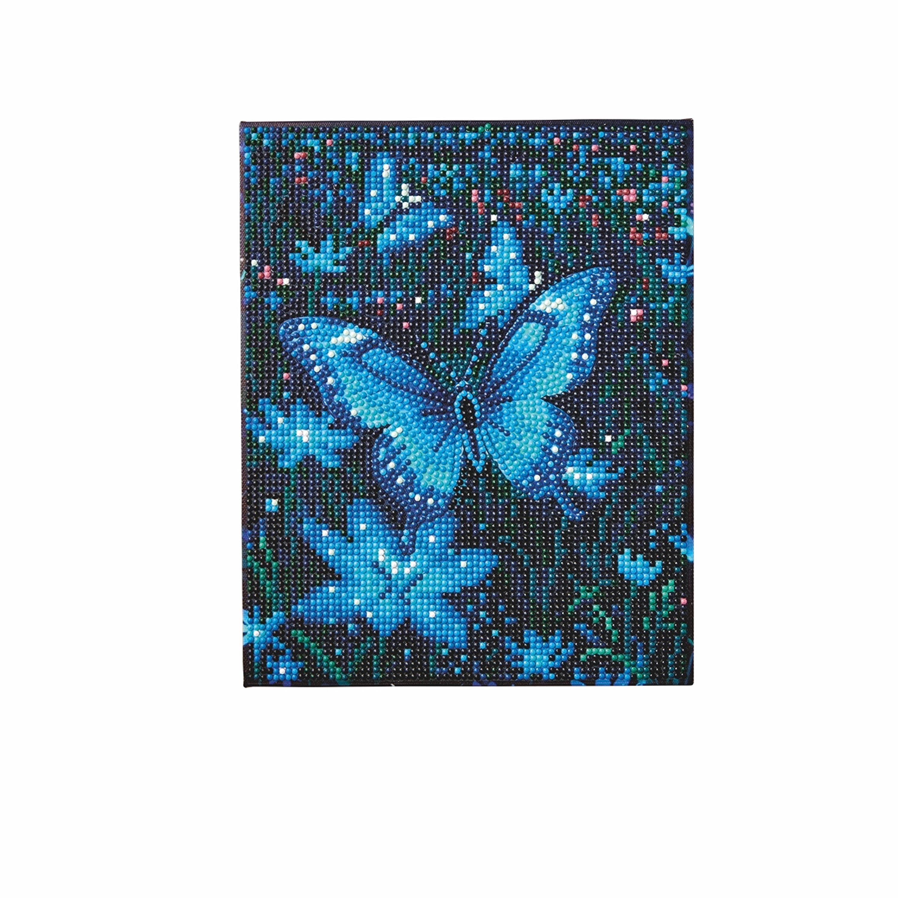 8" x 10" Blue Butterflies LED Stretched Canvas Diamond Art Kit by Make Market®