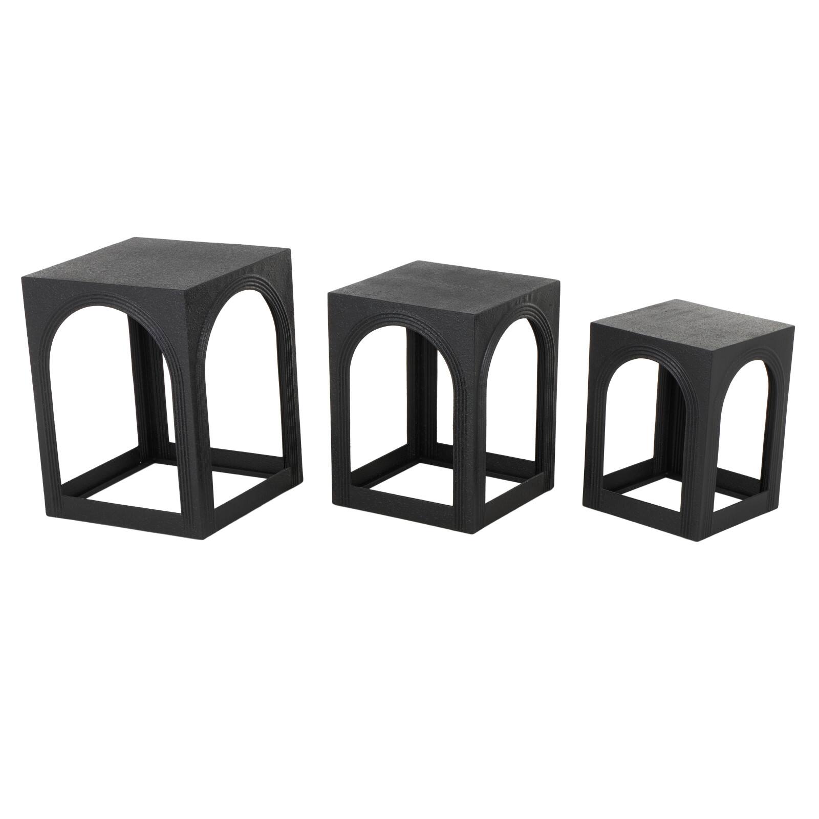 Metal Nested Accent Table with Small Arched Cutouts Set