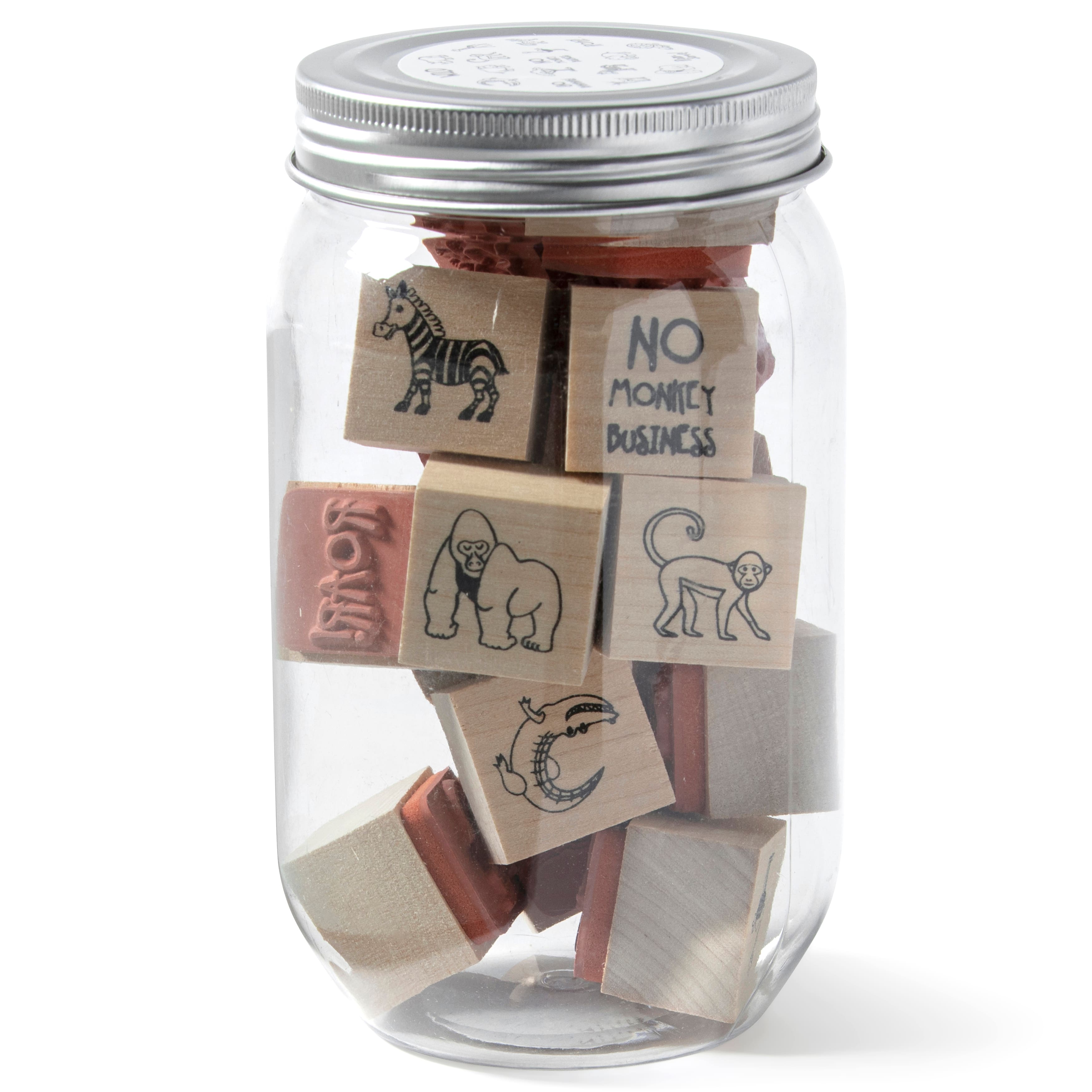 6 Pack: Safari Jar of Wood Stamps by Recollections™