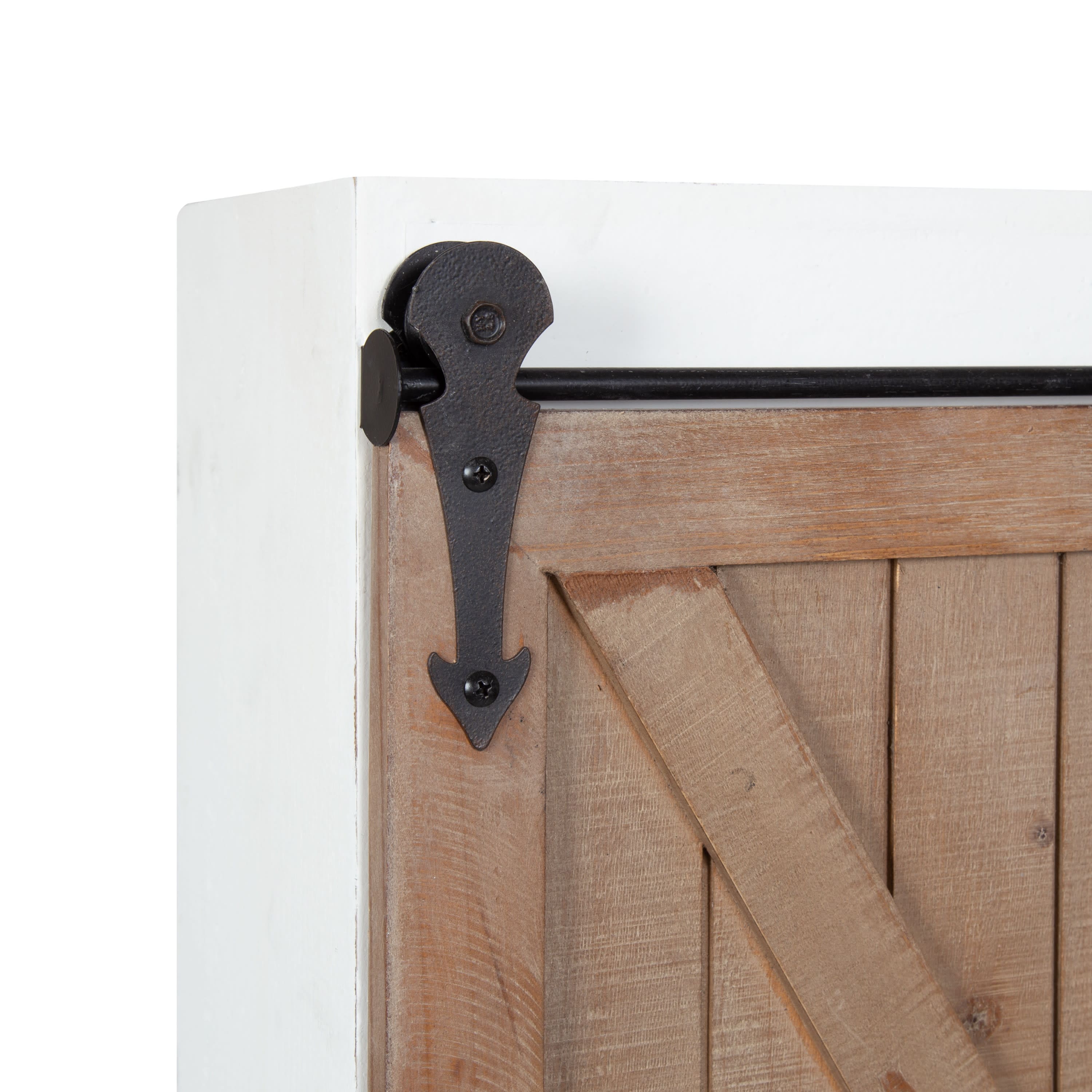 Kate and Laurel Cates Wood Wall Storage Cabinet with Sliding Barn Door