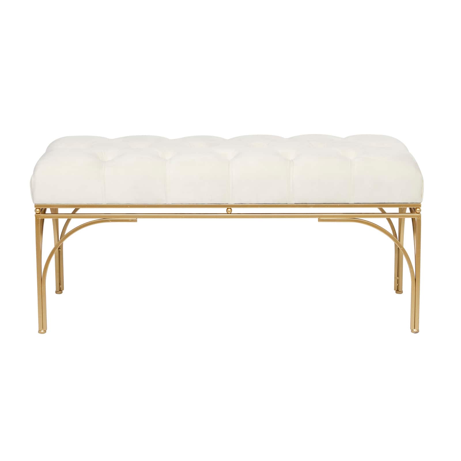 White Metal Glam Bench, 18" x 39" x 16"
