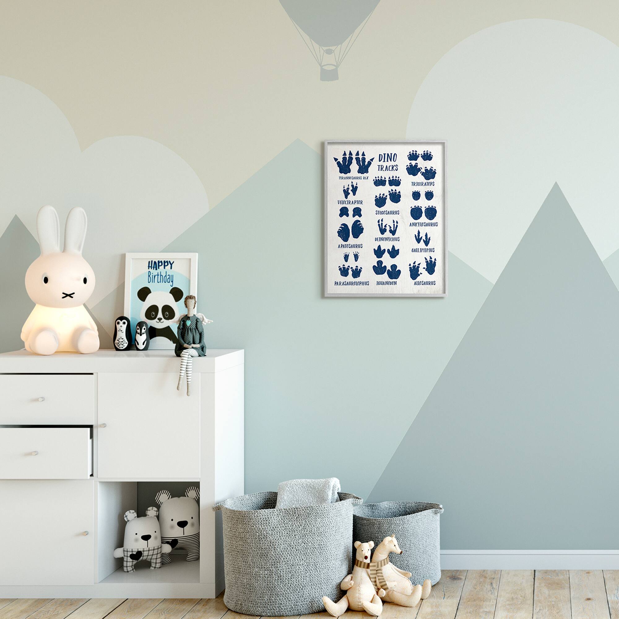 Stupell Industries Chart of Dinosaur Tracks Wall Art in Gray Frame