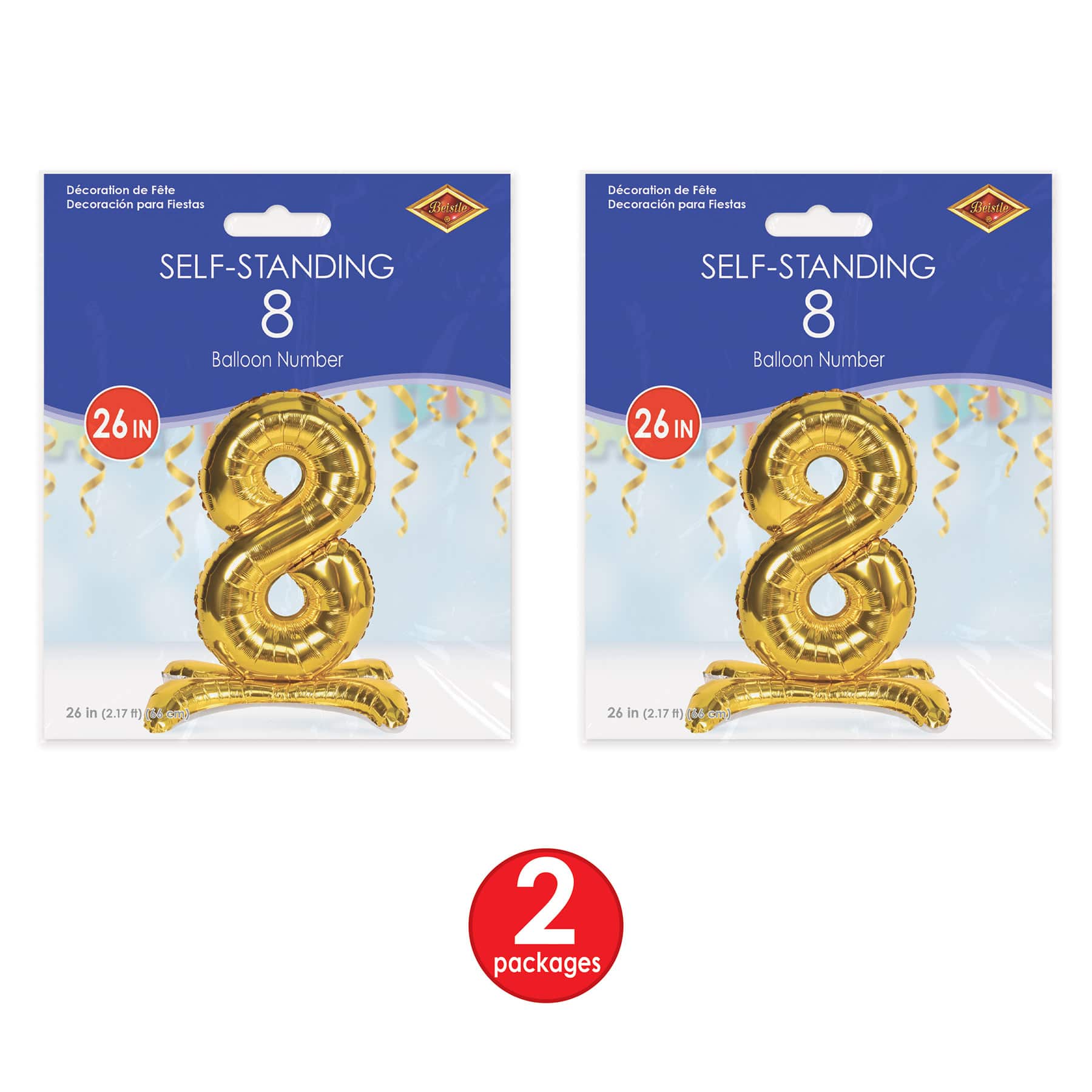 Beistle 26" Gold Self-Standing Foil Balloon Numbers, 2ct.