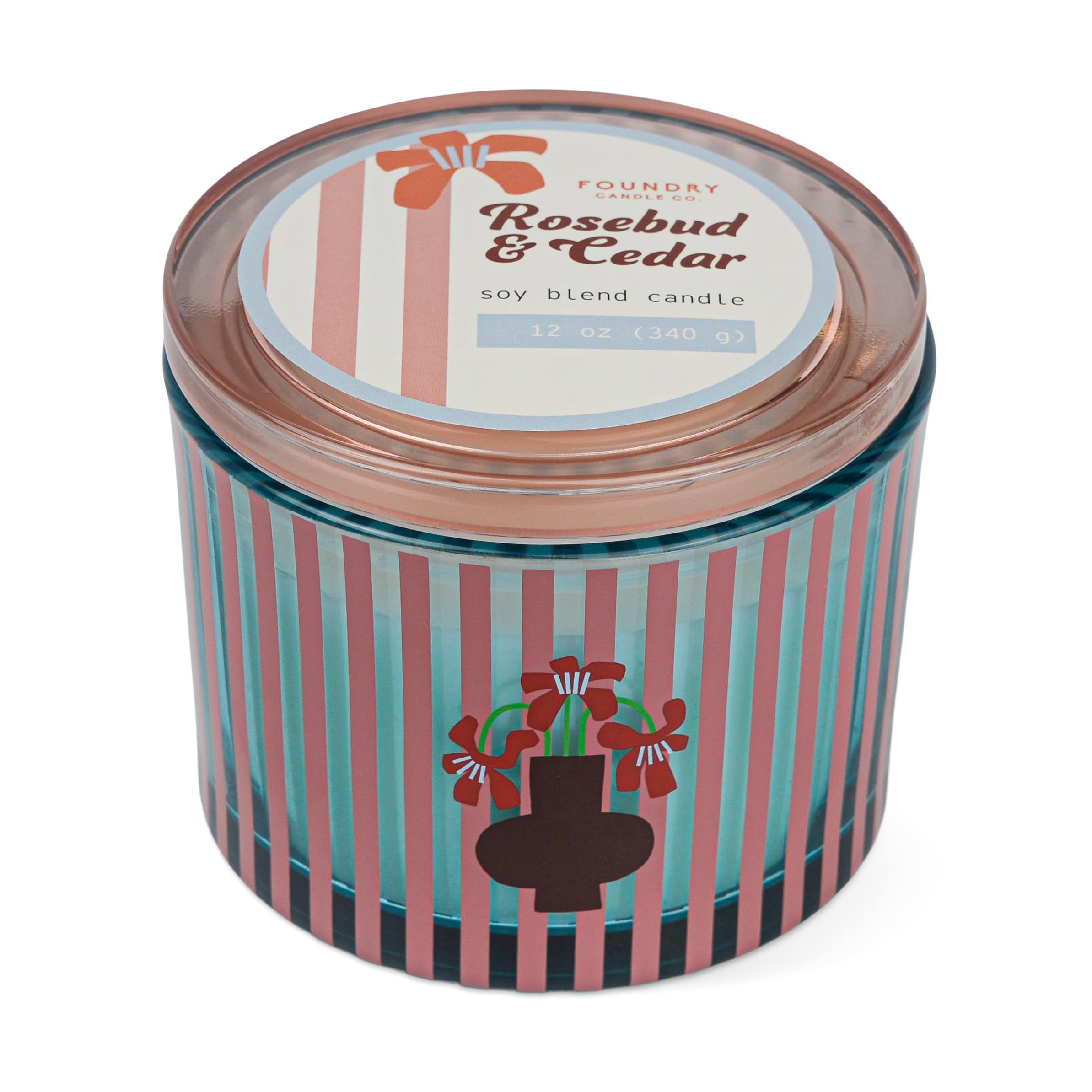 Foundry Candle Co. 12 oz. Rosebud & Cedar Soy Blend 3 Wick Candle