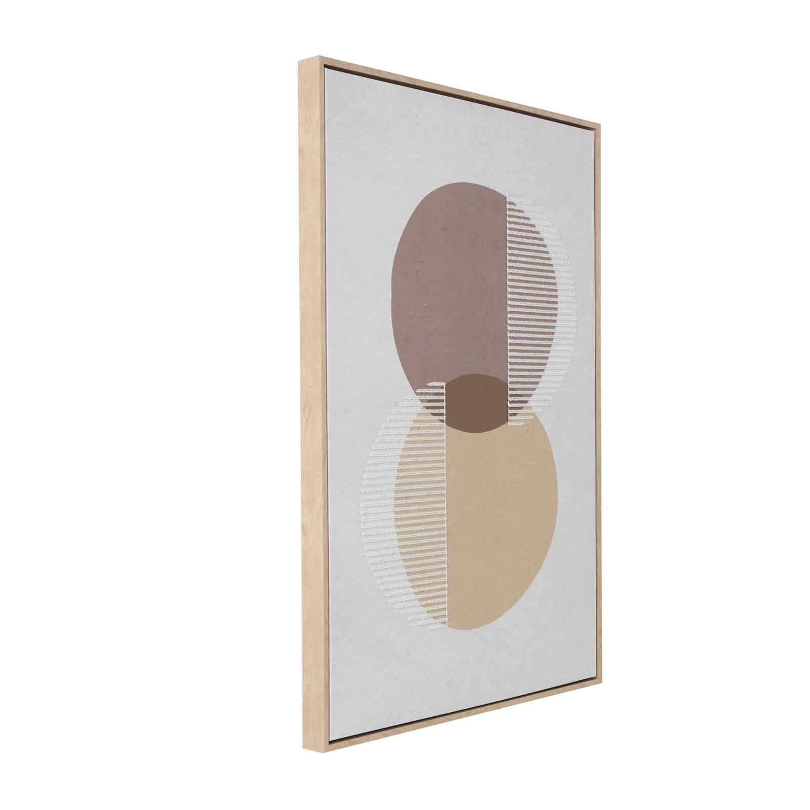 25" x 37" Wooden Geometric Circle Wall Art with White Fabric Detailing