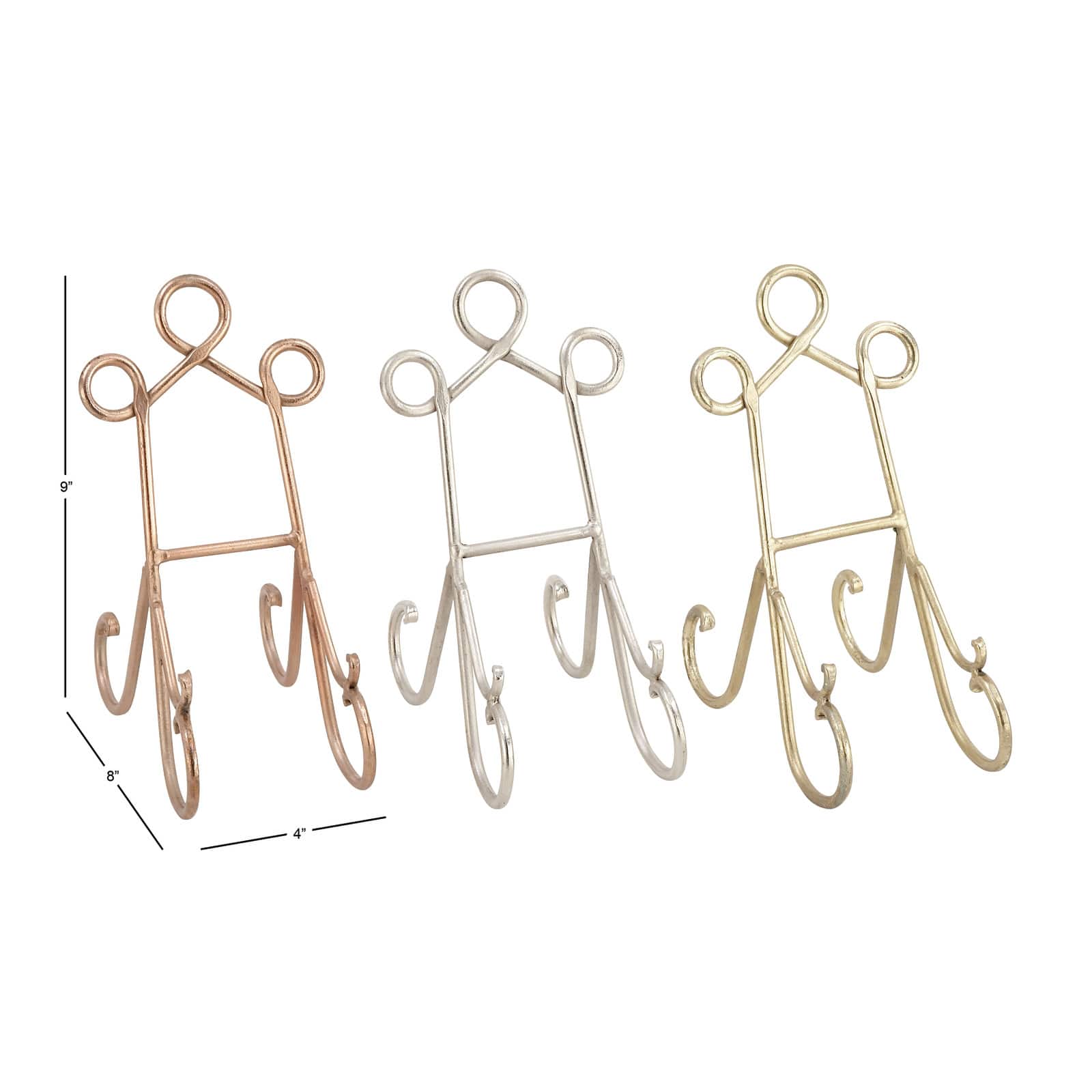 Set of 3" Multi Colored Metal Traditional Easel, 4" x 9"