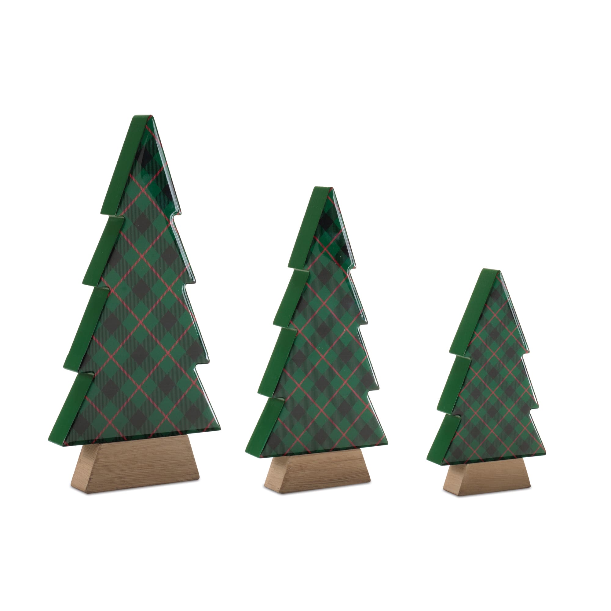 Melrose Plaid Holiday Tree with Wooden Base Set