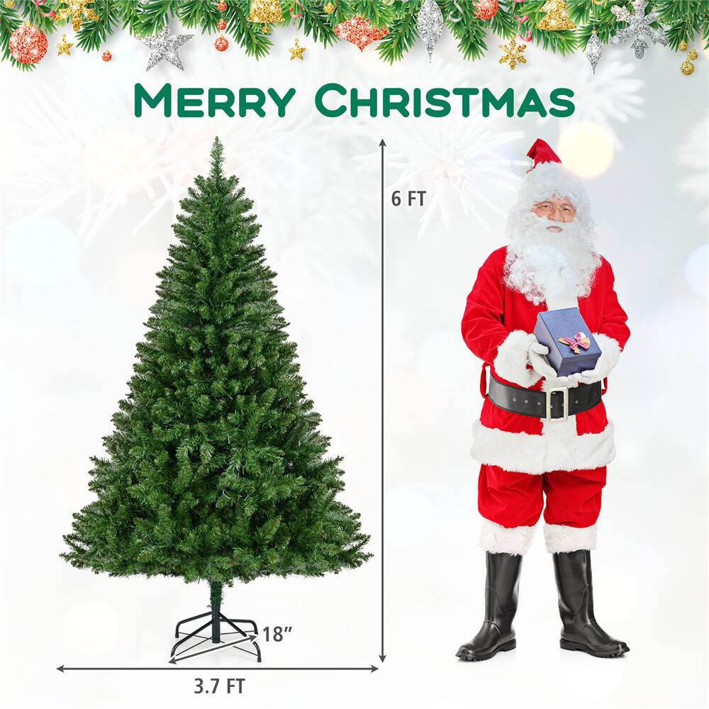 Costway 6ft. Pre-Lit Hinged Artificial Christmas Tree, Warm White LED Lights