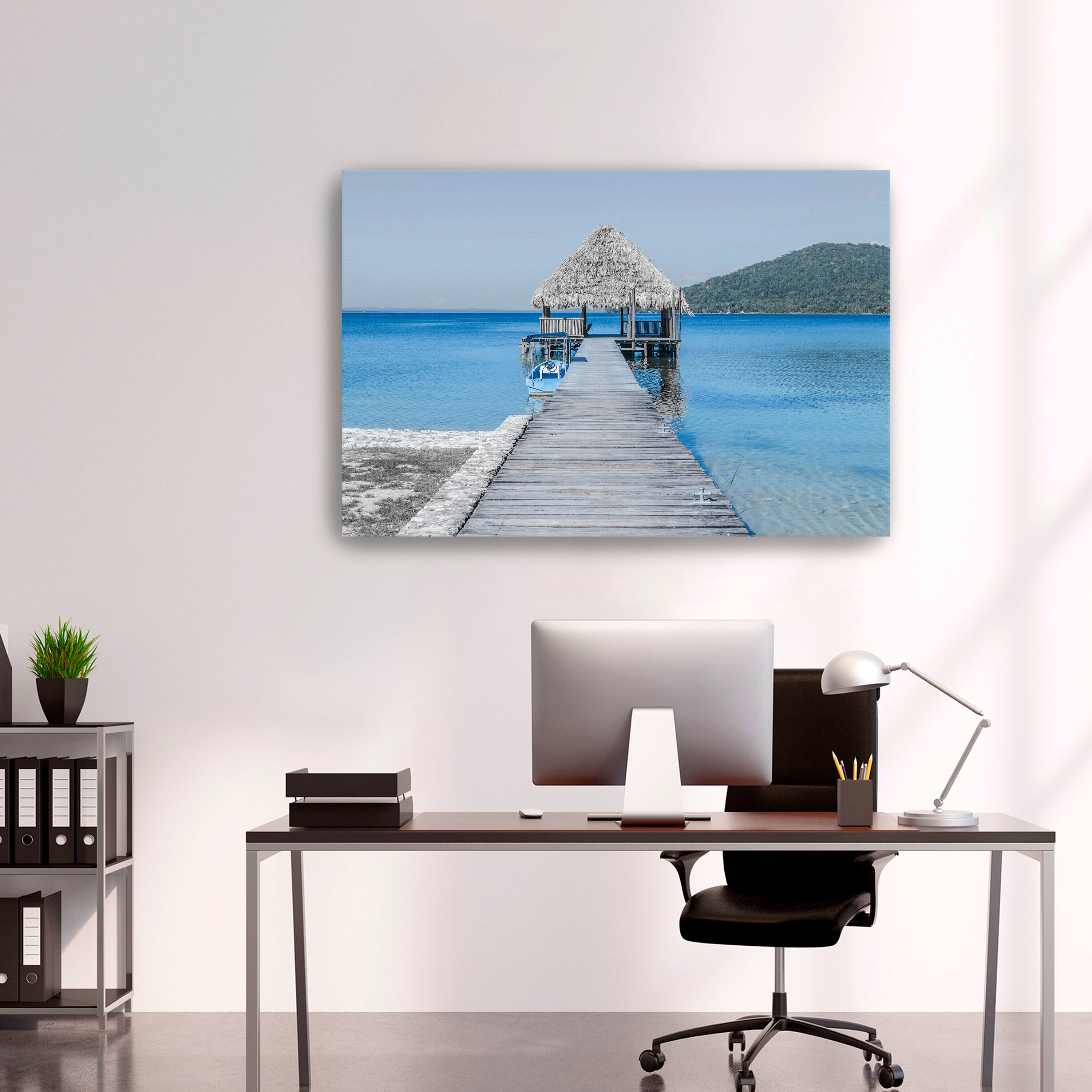 Blue Cabin Canvas Giclee