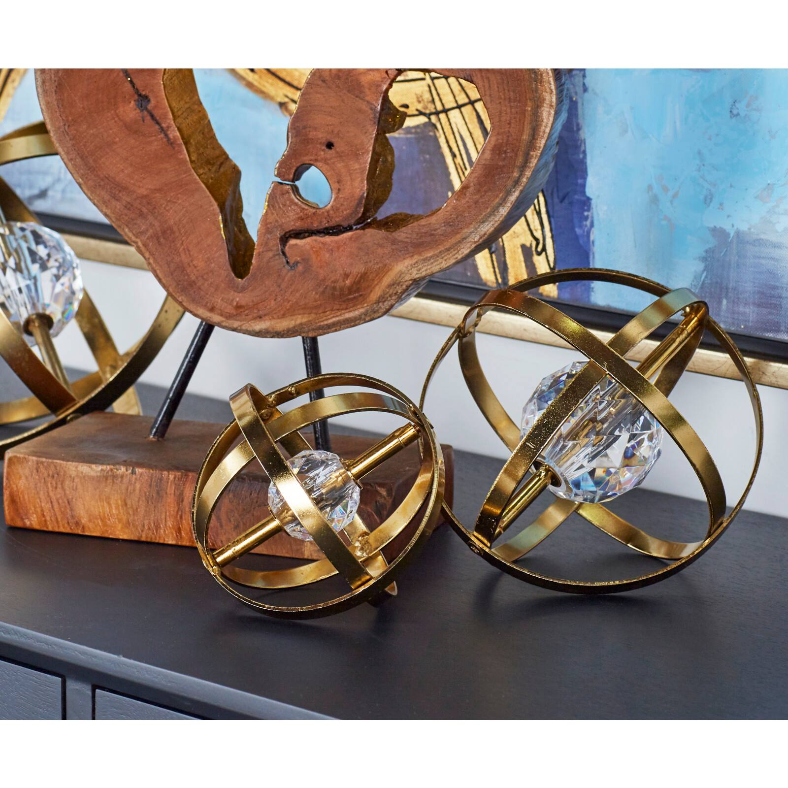 Metal Glam Geometric Sculpture Set