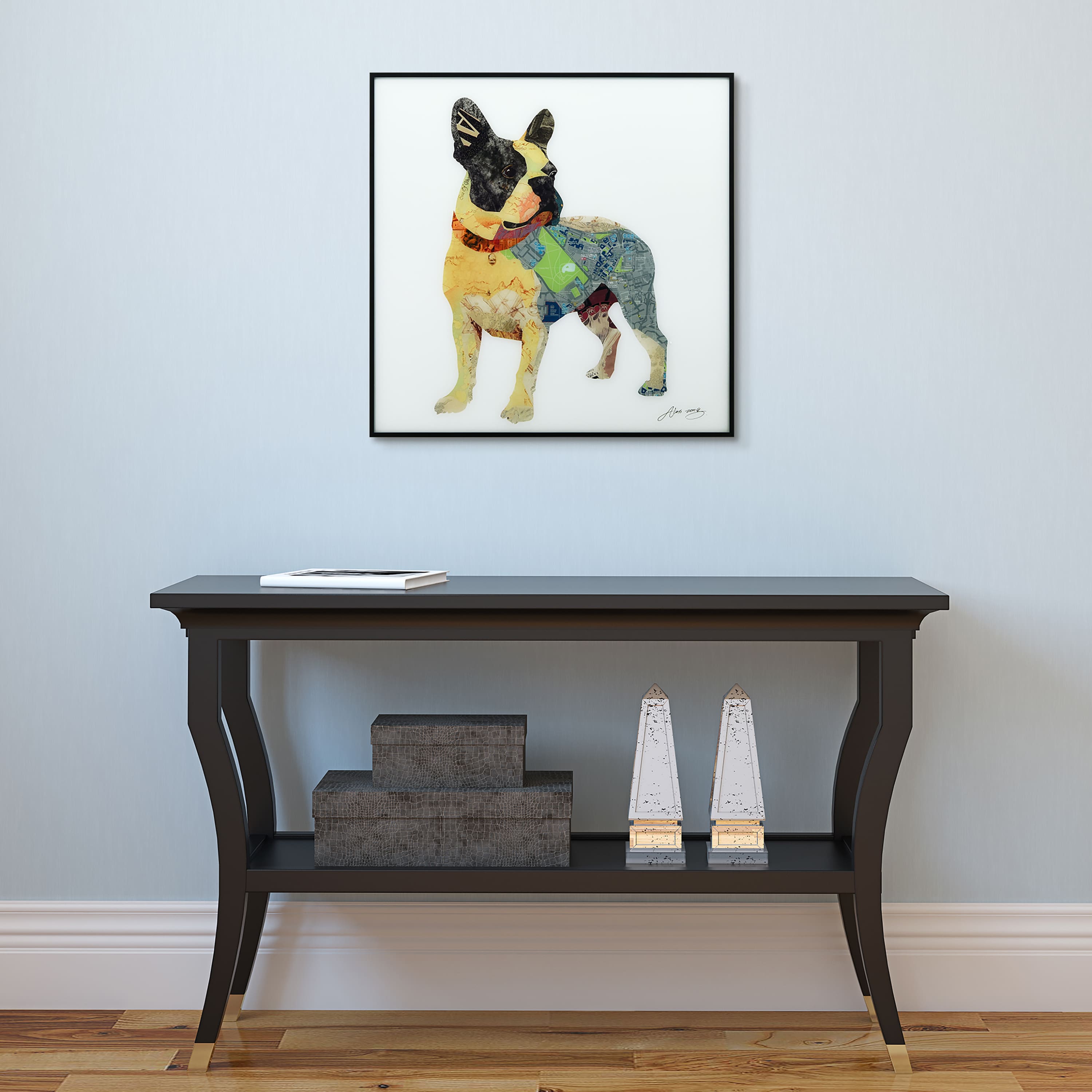Empire Art Direct 24" x 24" Boston Terrier Reverse Printed Glass Encased Framed Wall Art