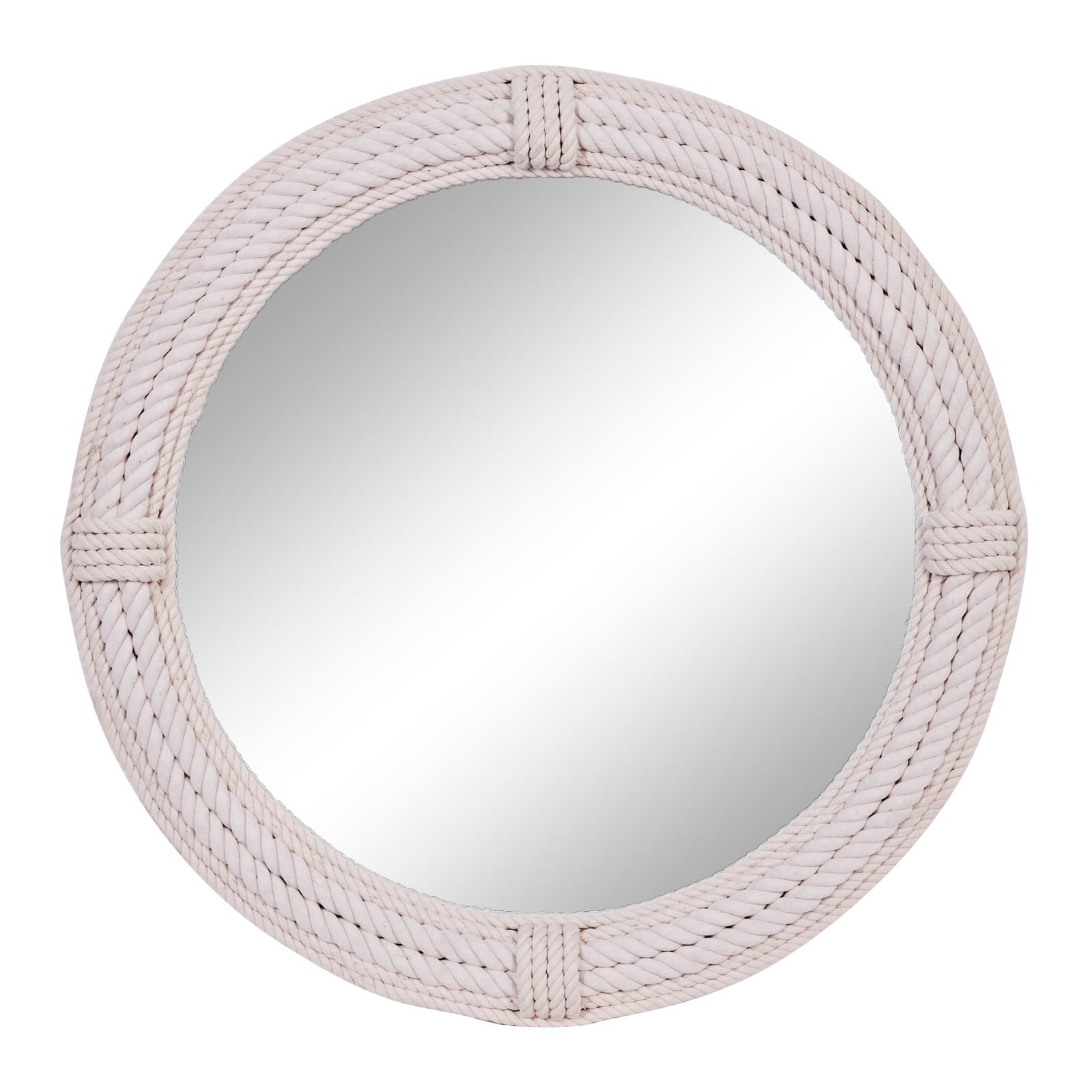 36" White Coastal Rope Wall Mirror