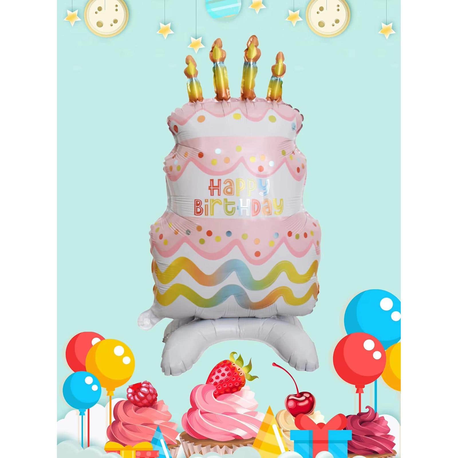 Wizardi Birthday Cake Standing Foil Balloon Decoration