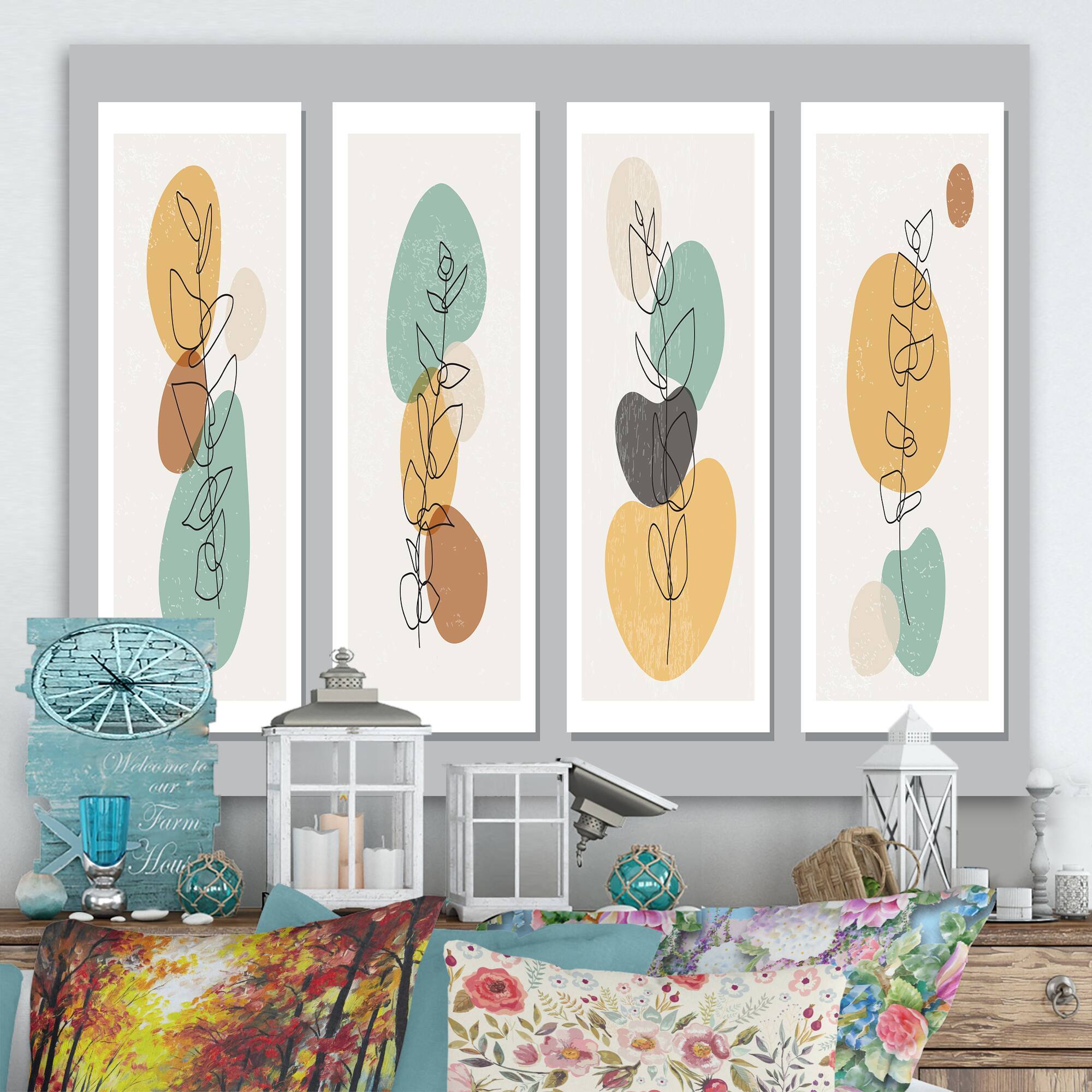 Designart - Minimalistic Compostion of Organic Shapes III - Modern Canvas Wall Art Print