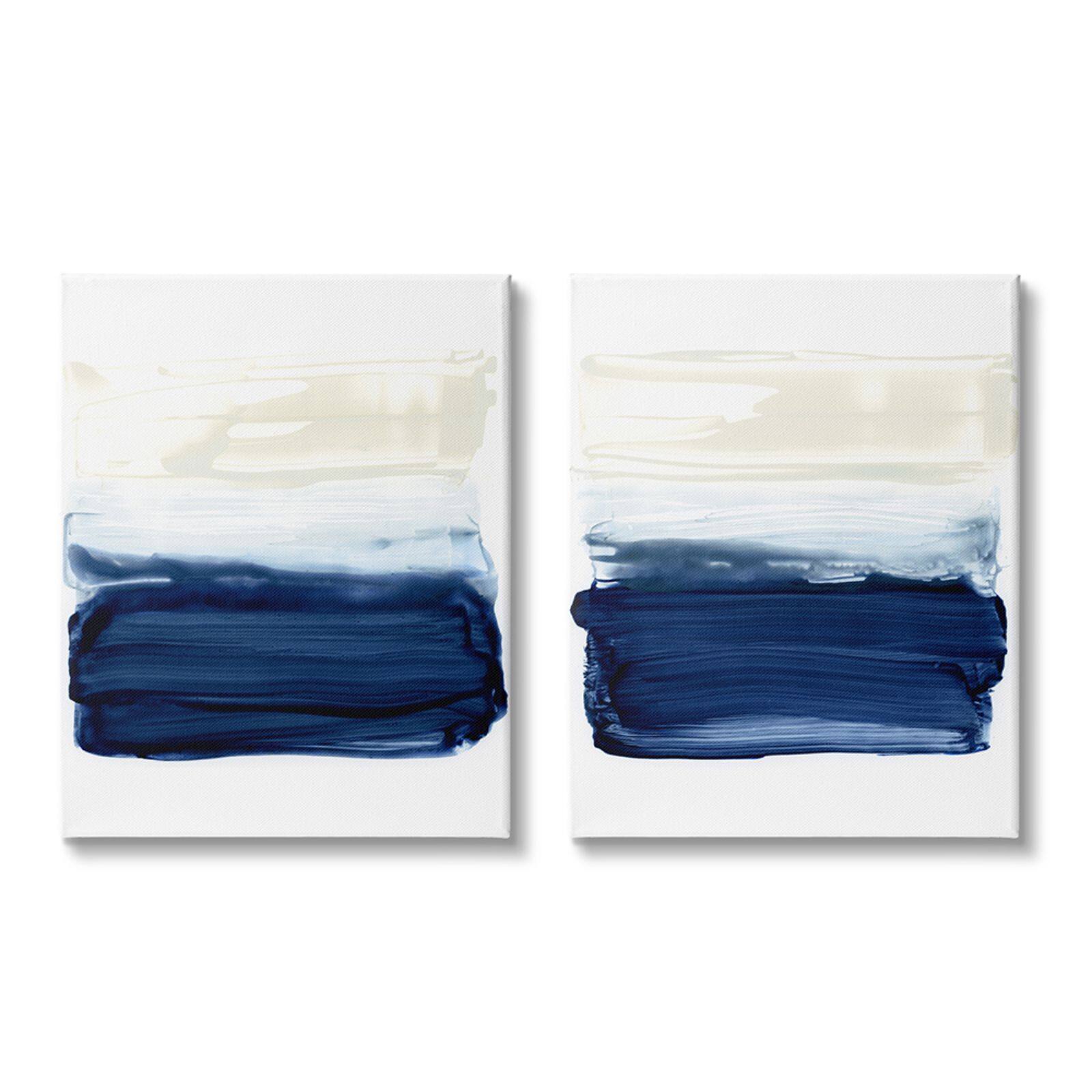Stupell Industries Coastal Brushstrokes Abstract Beach Ombre Design Canvas Wall Art Set