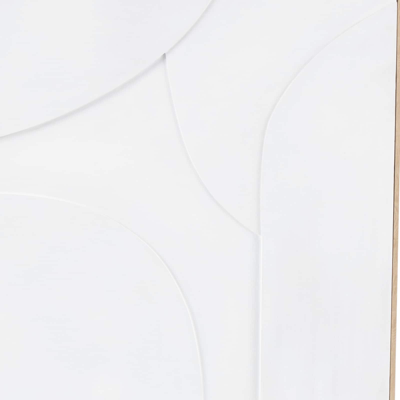33" x 49", White Wooden Geometric Home Wall Décor with Abstract Circles and Brown Wooden Frame