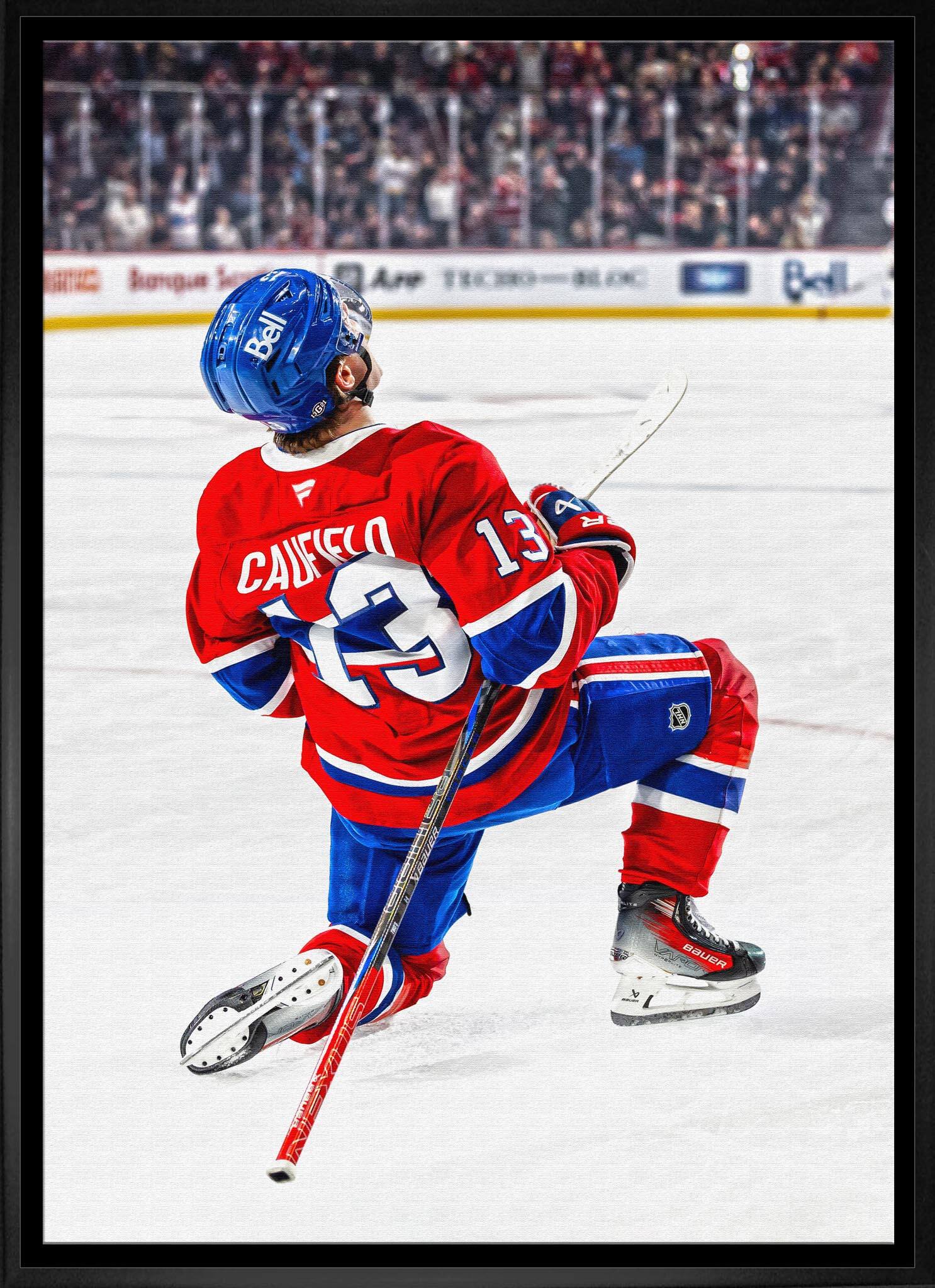 Cole Caufield 20" x 29" Unsigned Framed Canvas Canadiens Celebration 22.5" x 31.5"