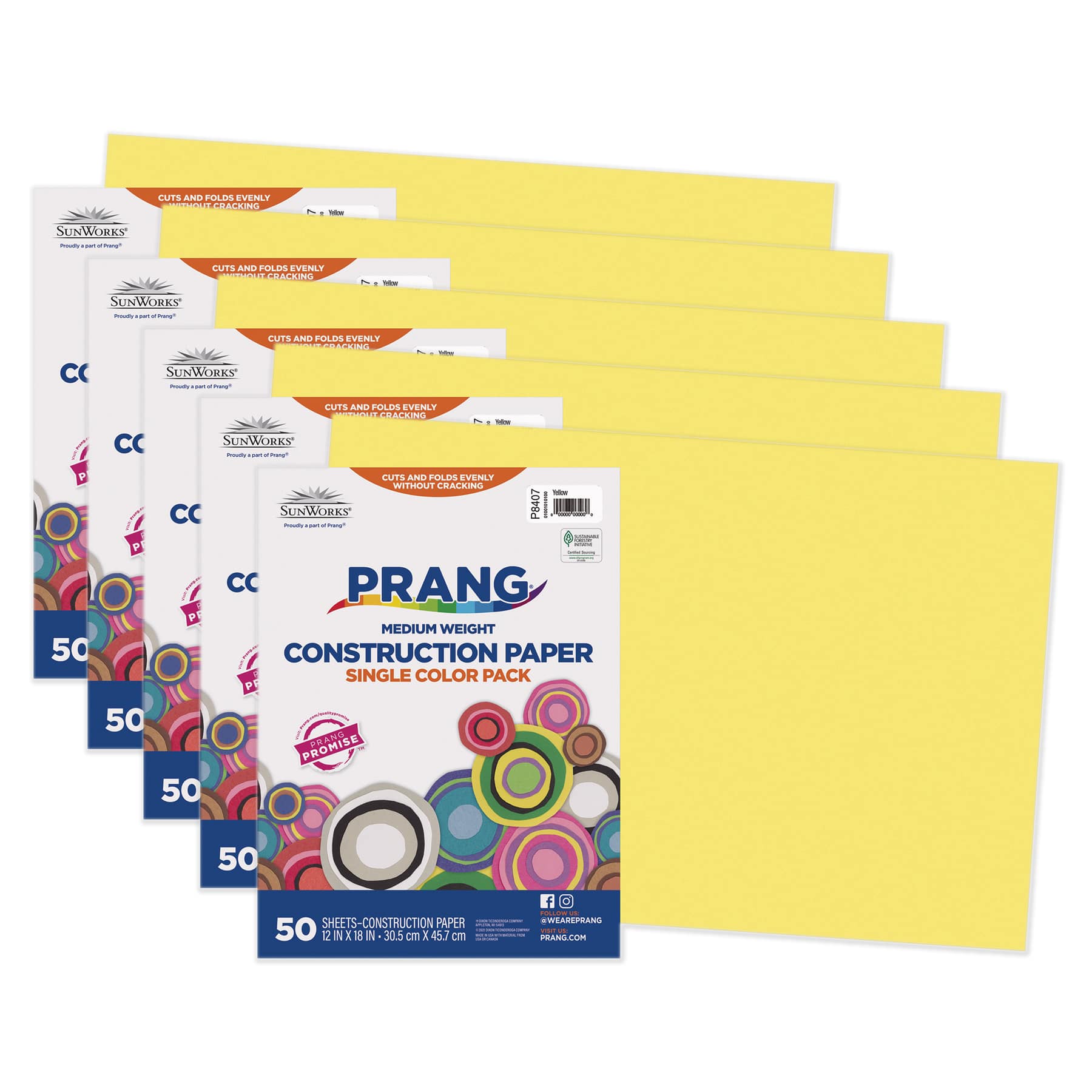 Prang® 12" x 18" Construction Paper, 5 Packs of 50 Sheets
