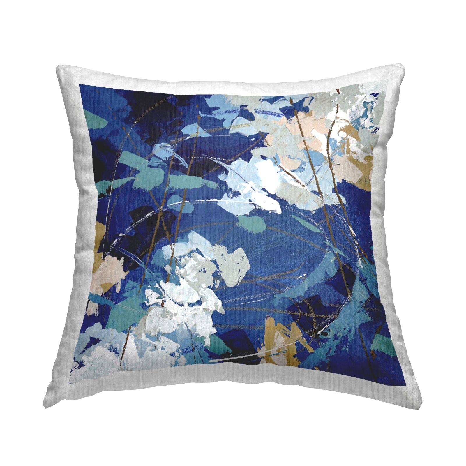 Stupell Industries Modern Blue Swirl Busy Abstract Composition Throw Pillow 18" x 18"