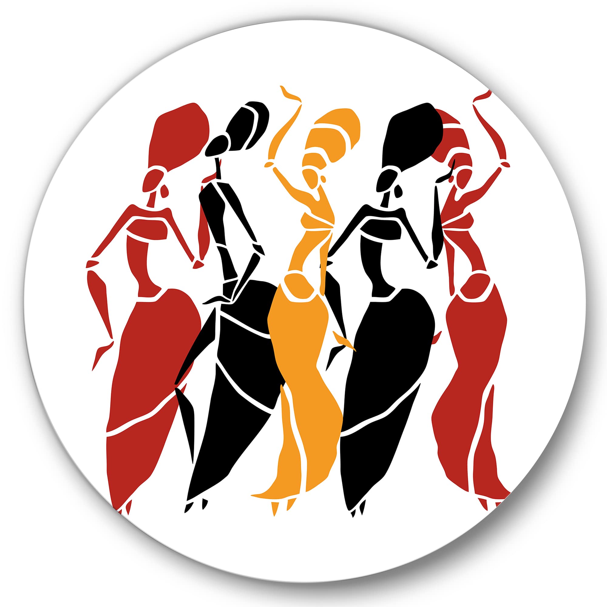 Designart - Beautiful Dancers Afro American Silhouettes - Modern Metal Circle Wall Art