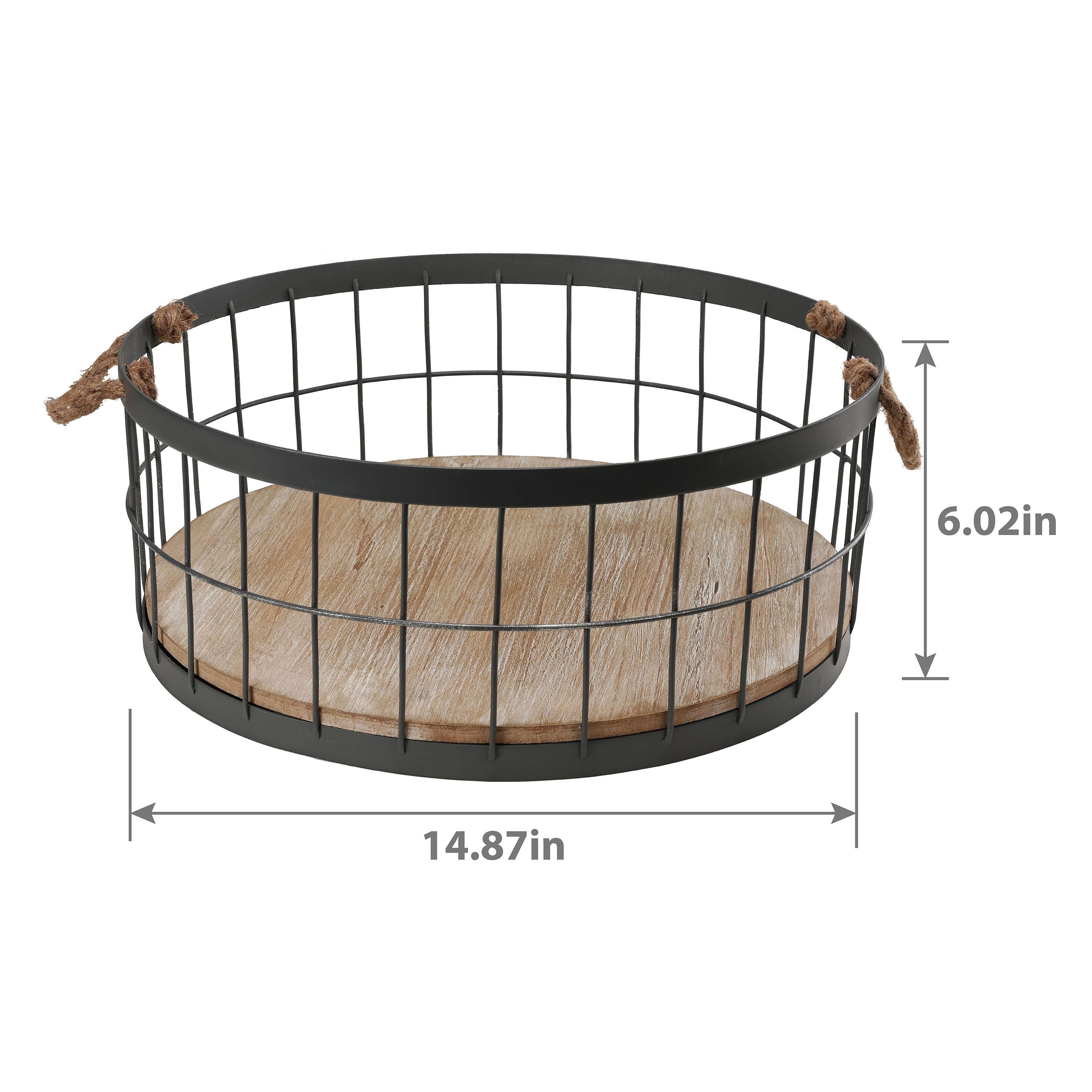 6 Packs: 2 ct. (12 total) 15" Wire Baskets with Wooden Base & Handles