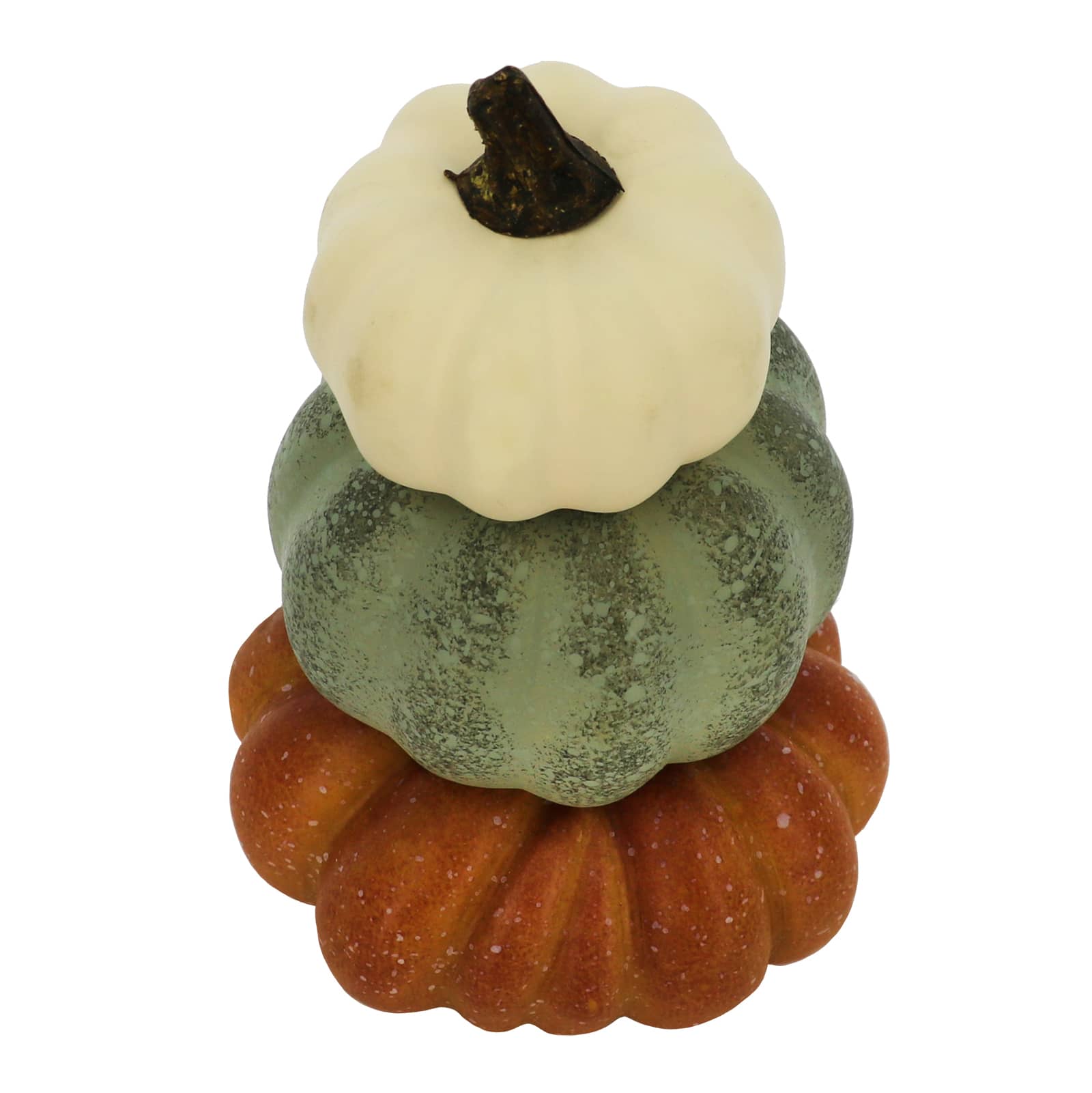 6.5" Cream, Green & Brown Stacked Decorative Pumpkins by Ashland®