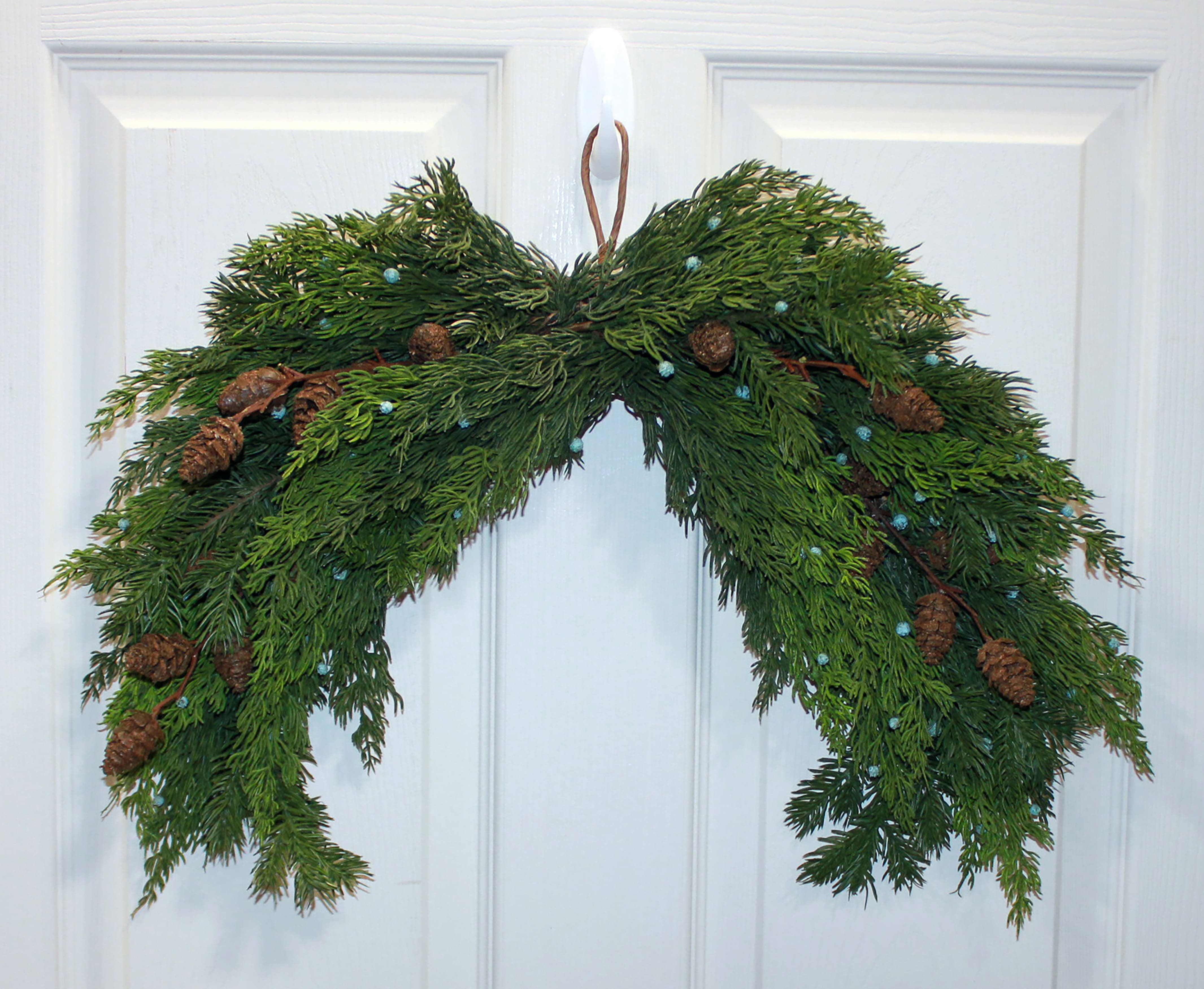 21" Christmas Artificial Evergreen Pine Juniper with Seed Cone Swag