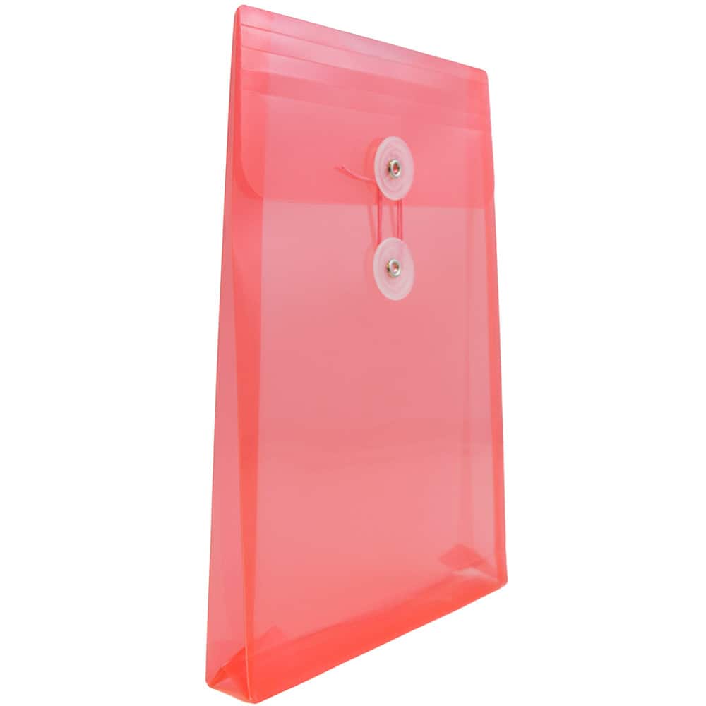 JAM Paper 6.25" x 9.25" Pink Button & String Closure Plastic Envelope, 12ct.