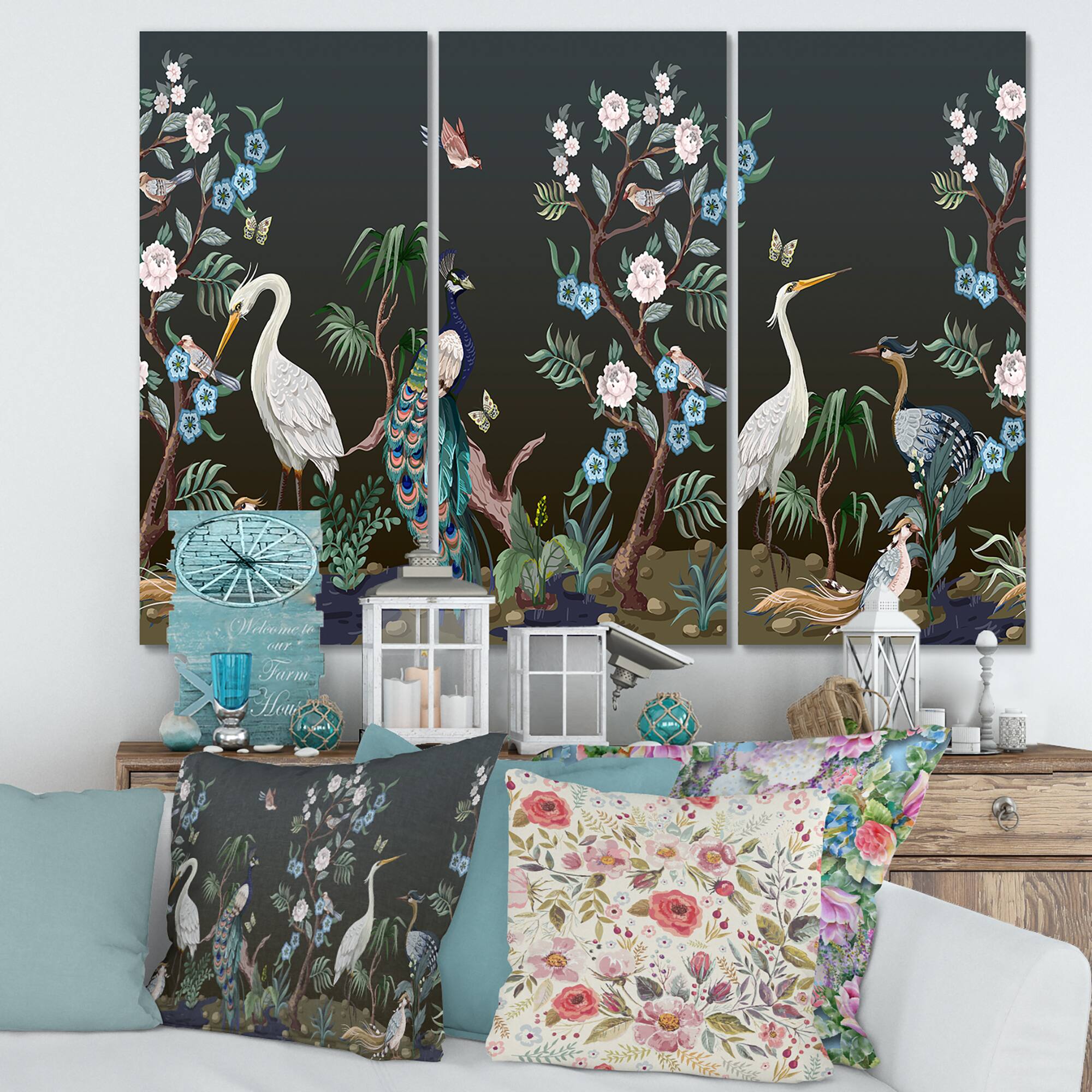 Designart - Chinoiserie With Birds and Peonies IV