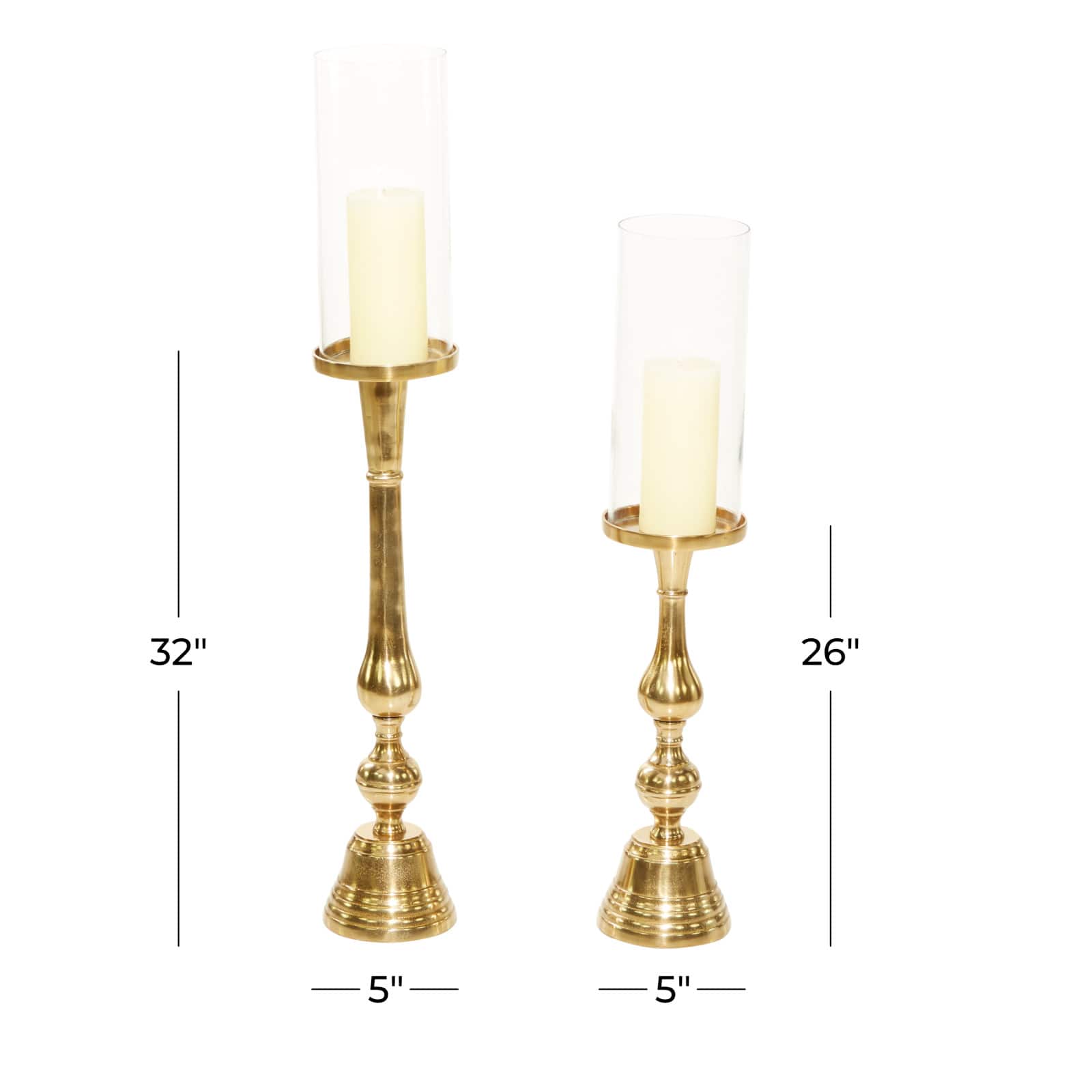 Gold Aluminum Traditional Candle Holder Set