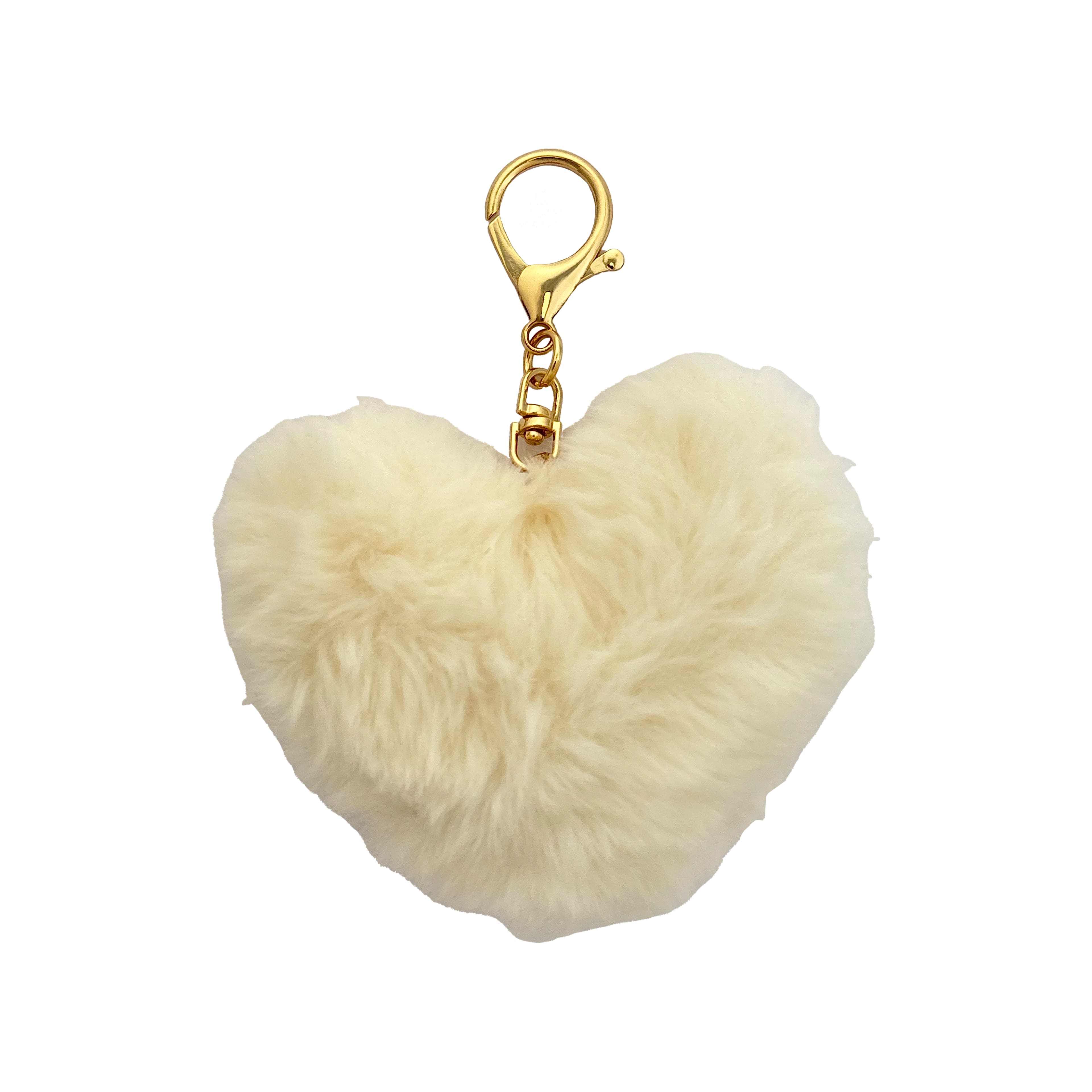 Blue Moon Studio™ Cream Fuzzy Heart Bag Charm