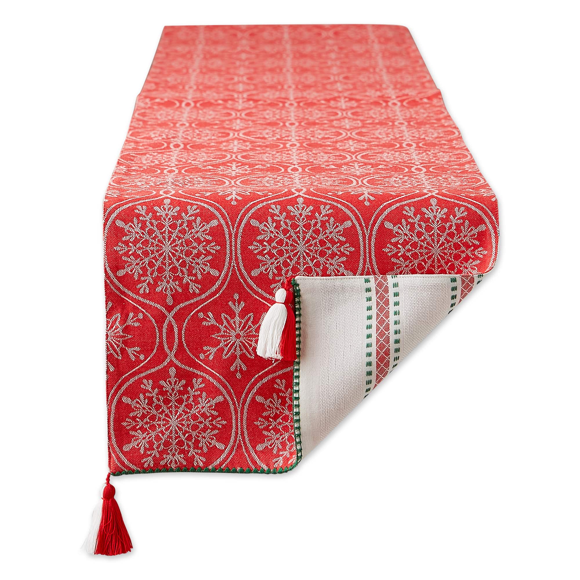 DII® 72'' Joyful Snowflakes Jacquard Reversible Table Runner