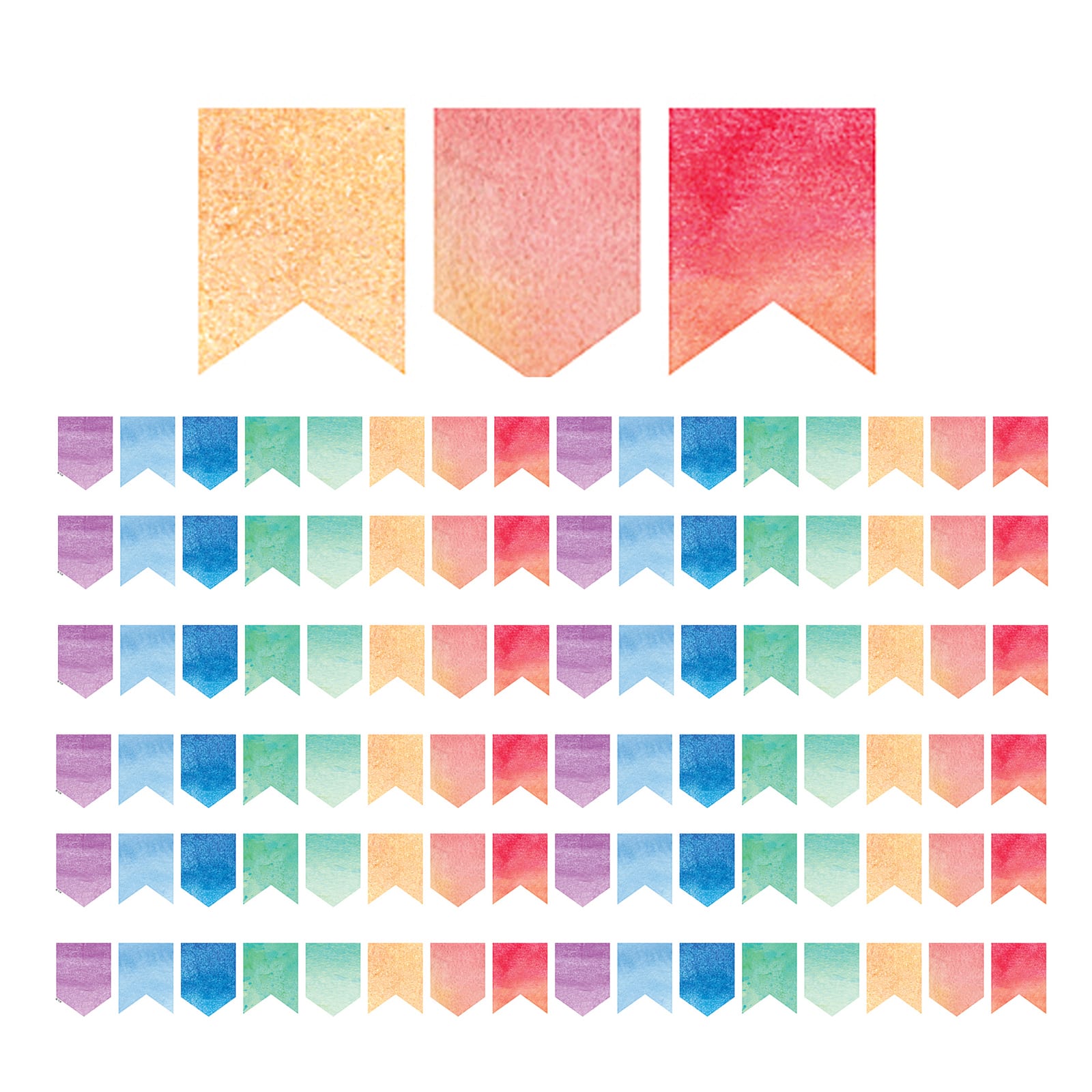 Teacher Created Resources Die-Cut Watercolor Pennants Border Trim, 210ft.