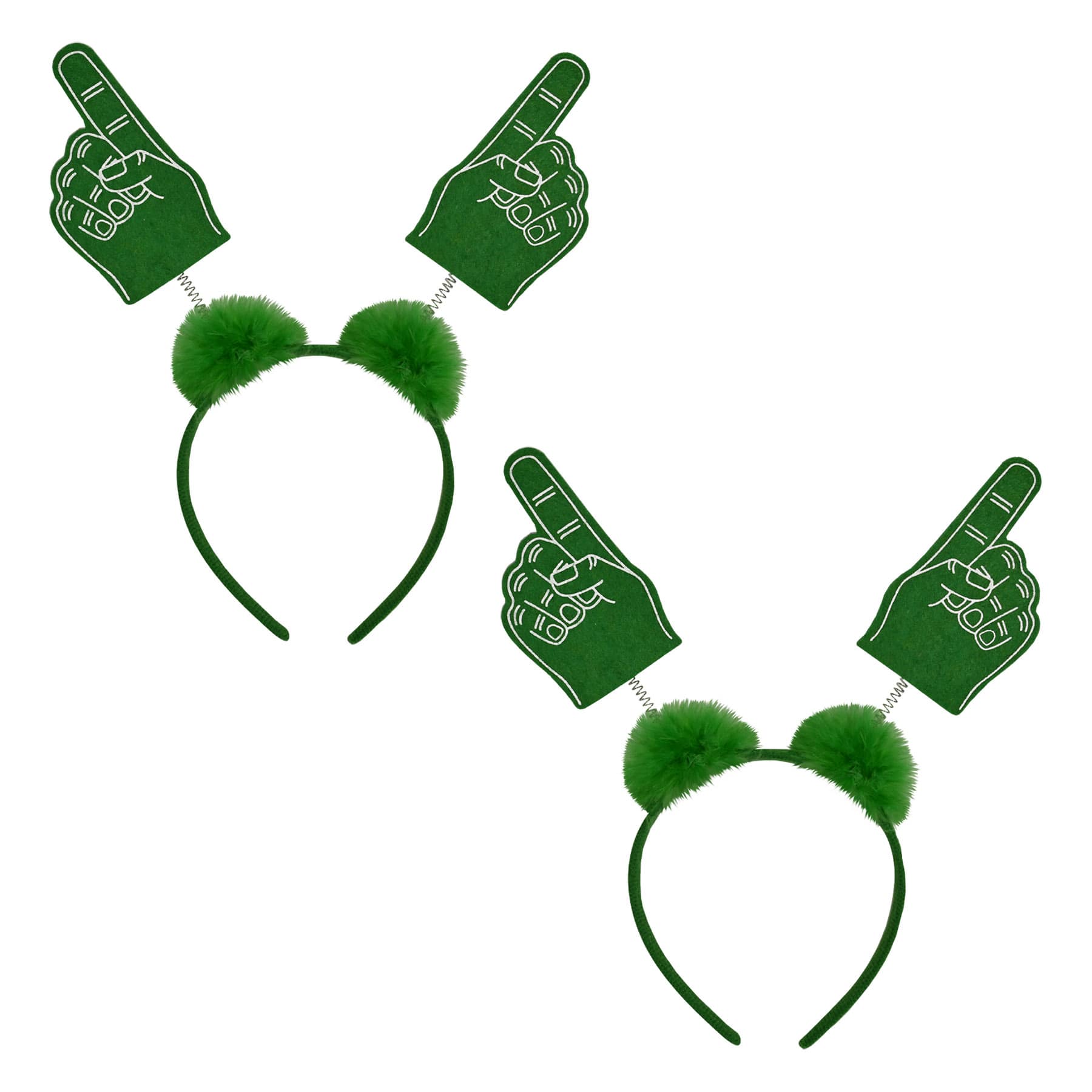 Beistle Adult Green #1 Hand Boppers with Marabou Headbands, 2ct.