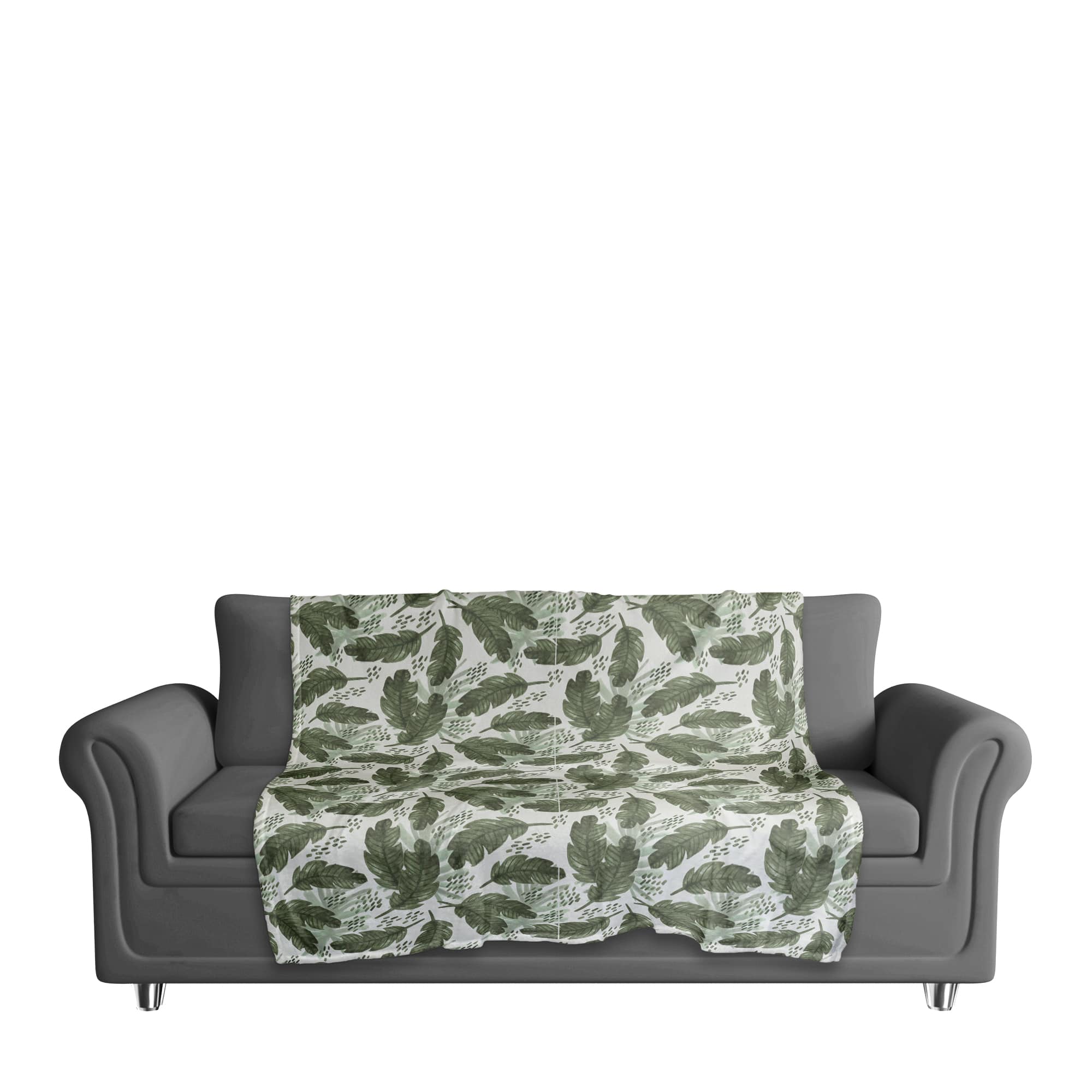 Tropical Leaves Pattern 50" x 60" Coral Fleece Blanket