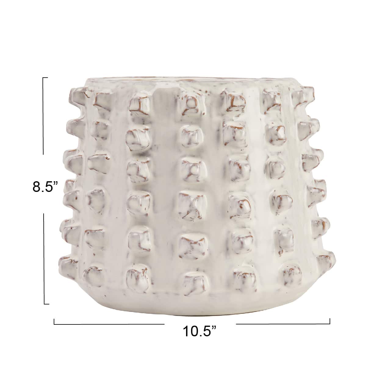 Hello Honey® 11" Ivory Stoneware Sculptural Planter with Raised Dots