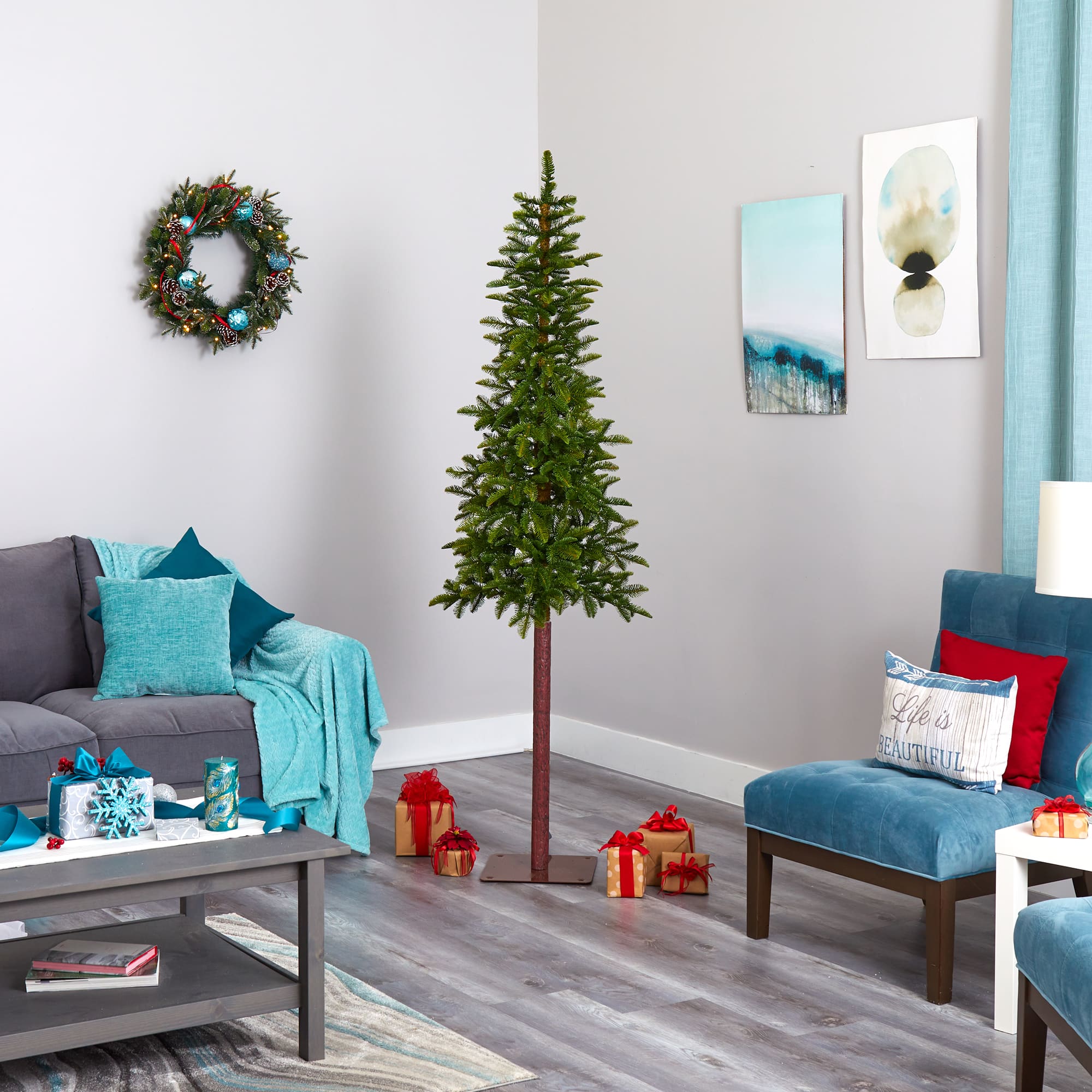 7ft. Pre-Lit Alaskan Alpine Artificial Christmas Tree, Clear LED Lights