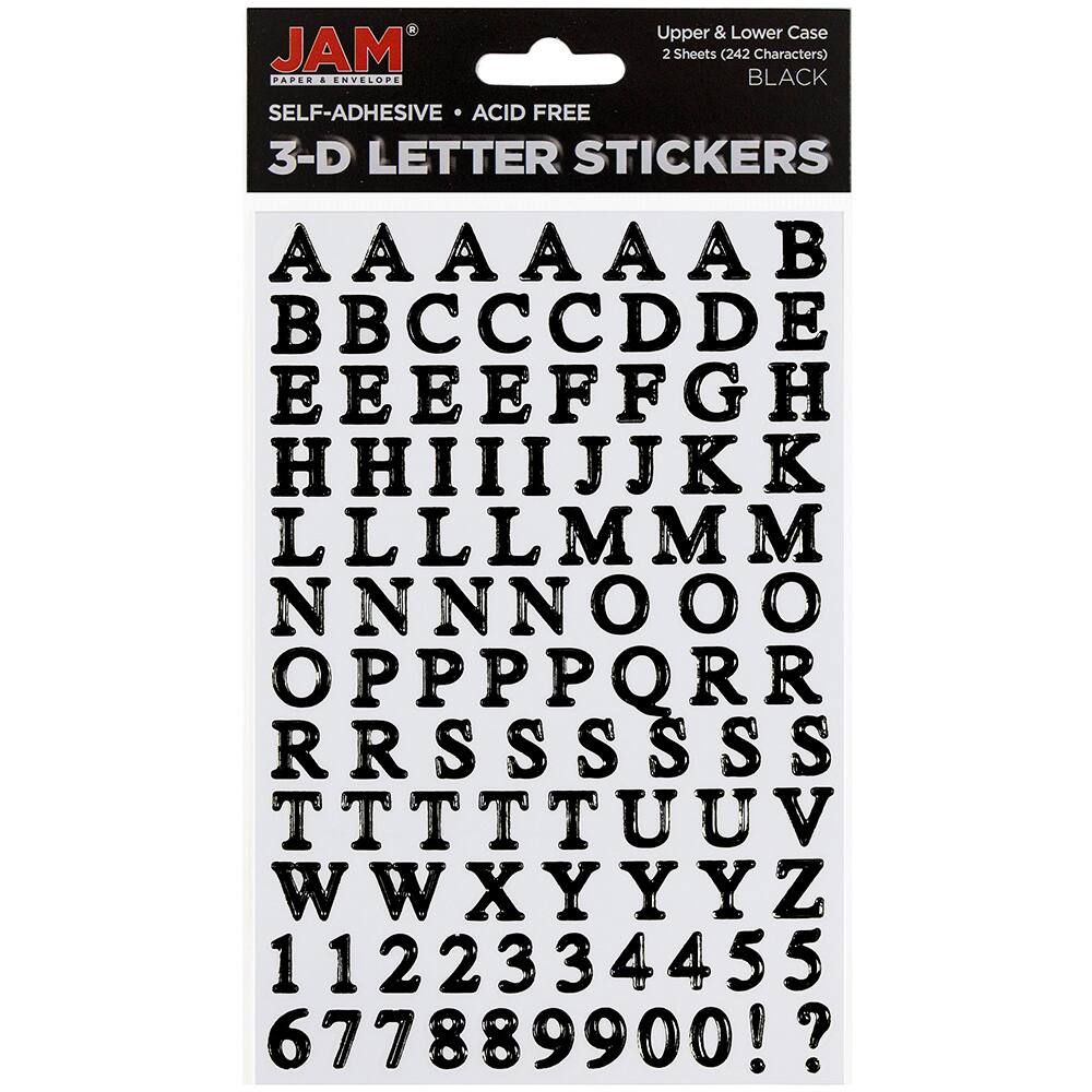 JAM Paper Silver Upper & Lower Case Alphabet Letter Stickers
